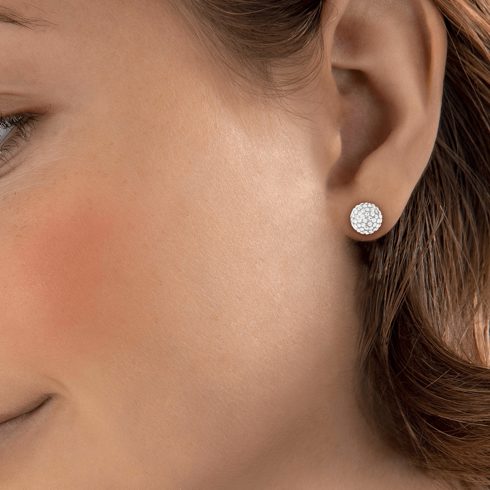 Boucles D'oreilles Acier Grain D'acier Cristal 10mm