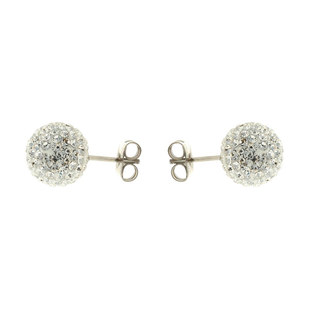 Boucles D'oreilles Acier Boule Cristal 10mm