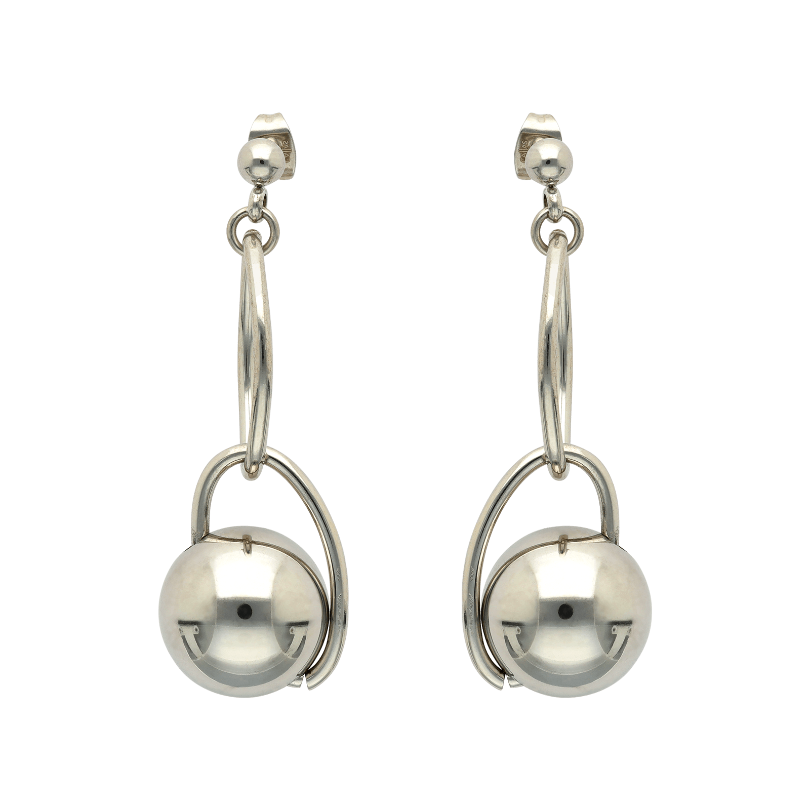 Boucles d'Oreilles pendante boule Callas Acier