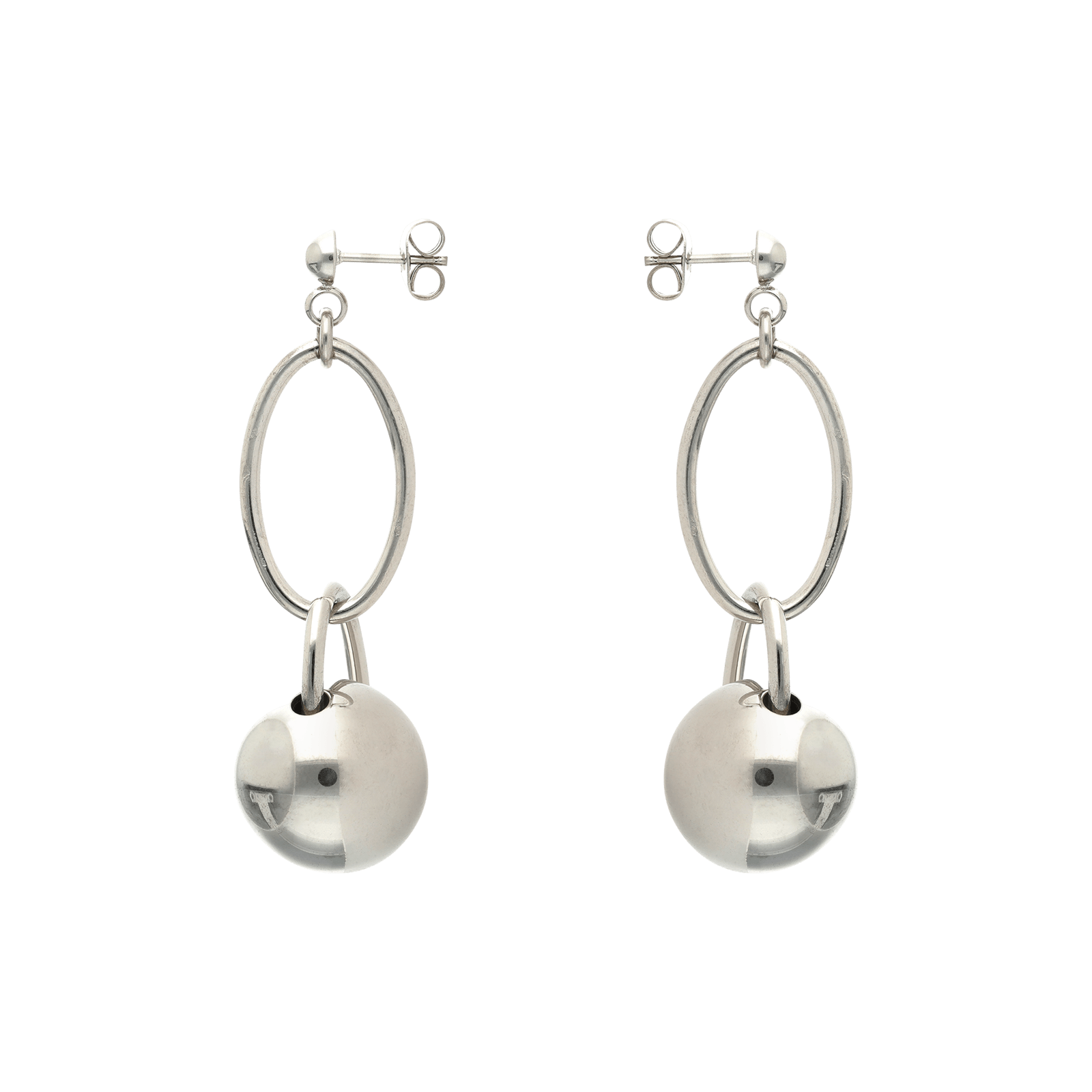 Boucles d'Oreilles pendante boule Callas Acier