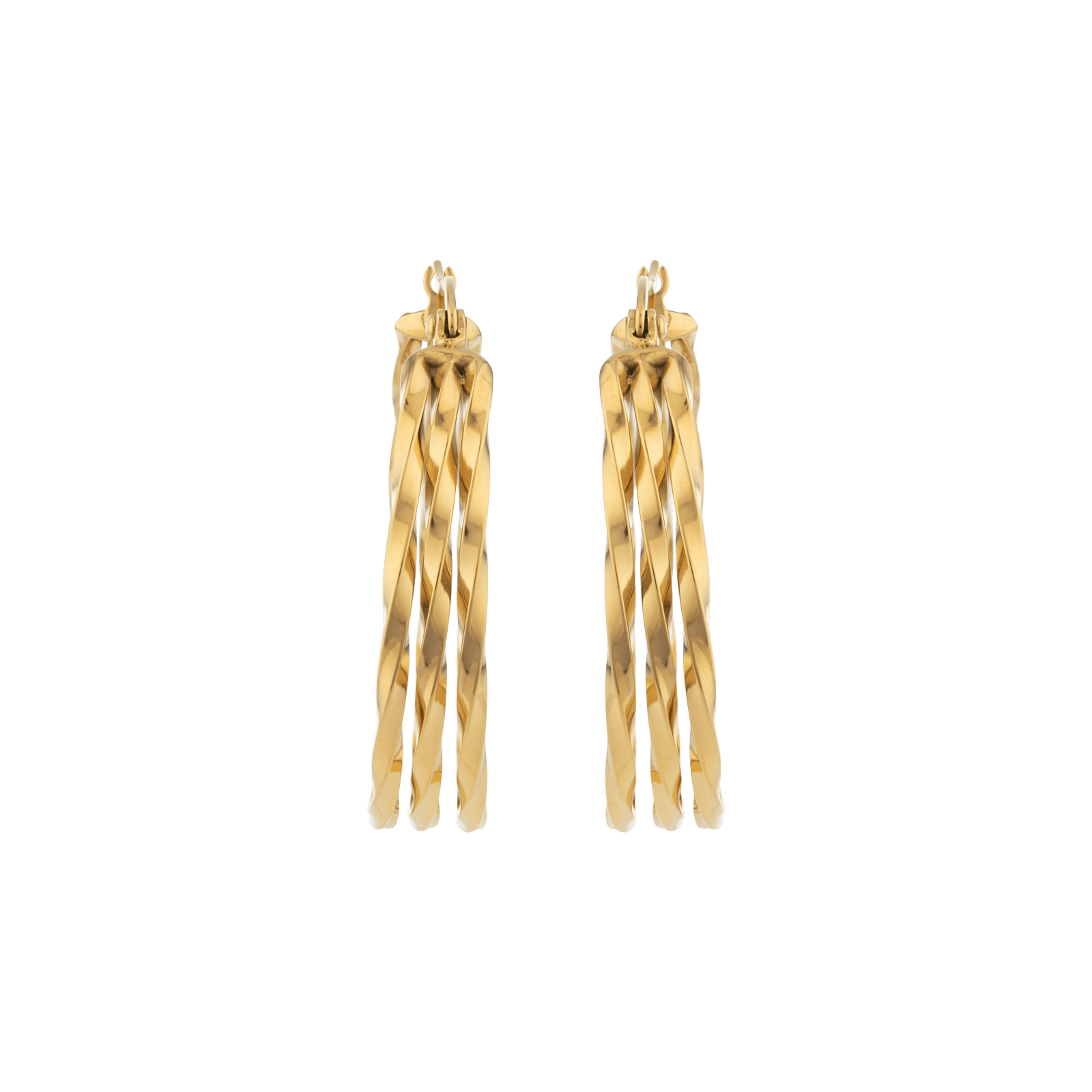 Créoles 32mm Torsadées Tubes 2mm Acier Jaune