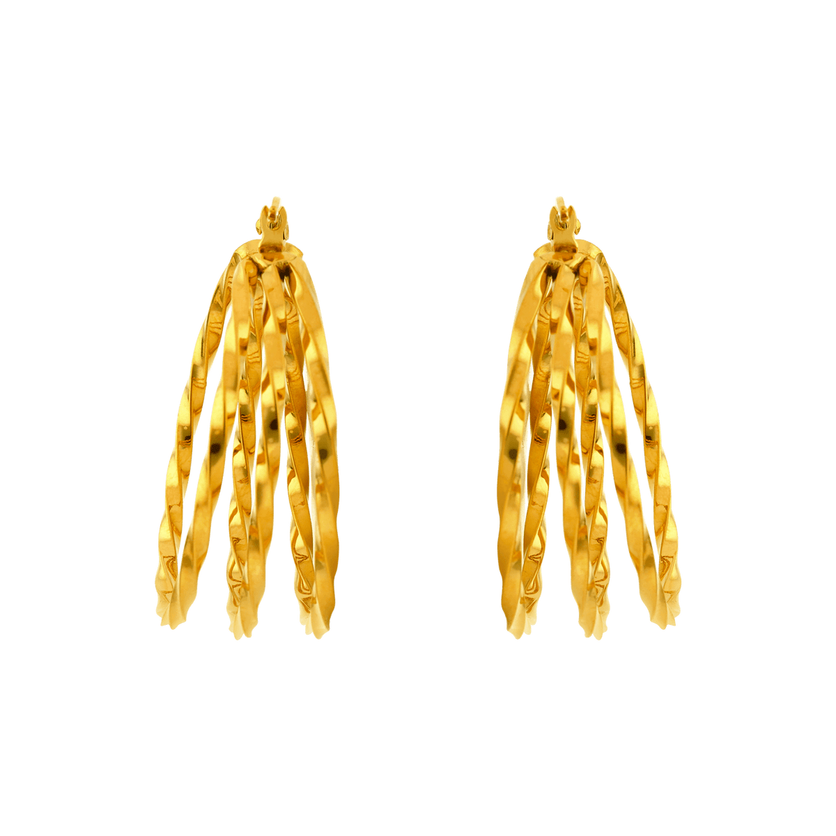 Créoles Acier Jaune 32mm Torsadées Tubes 2mm