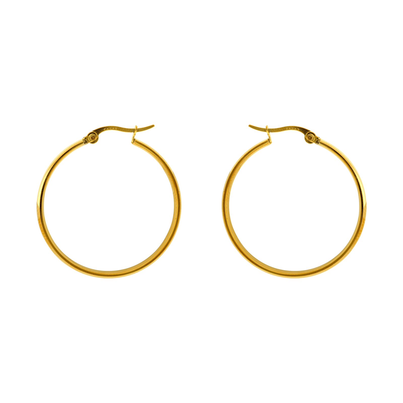 créoles callas acier fil plat doré 30 mm