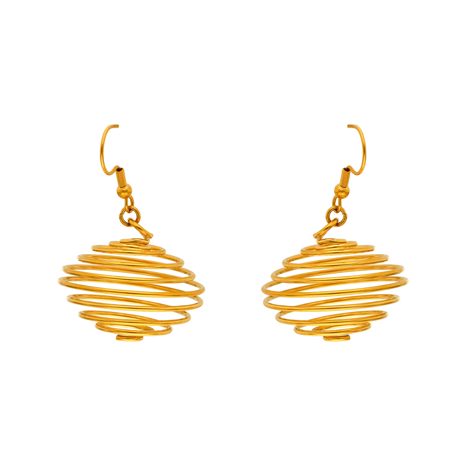 Boucles d'Oreilles Pendentif Callas spirale ronde Acier doré