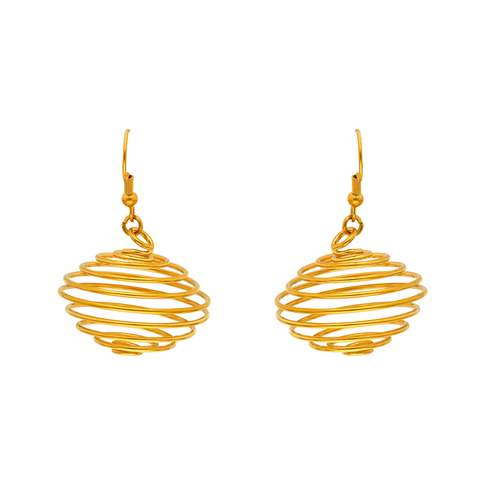 Boucles d'Oreilles Pendentif Callas spirale ronde Acier doré