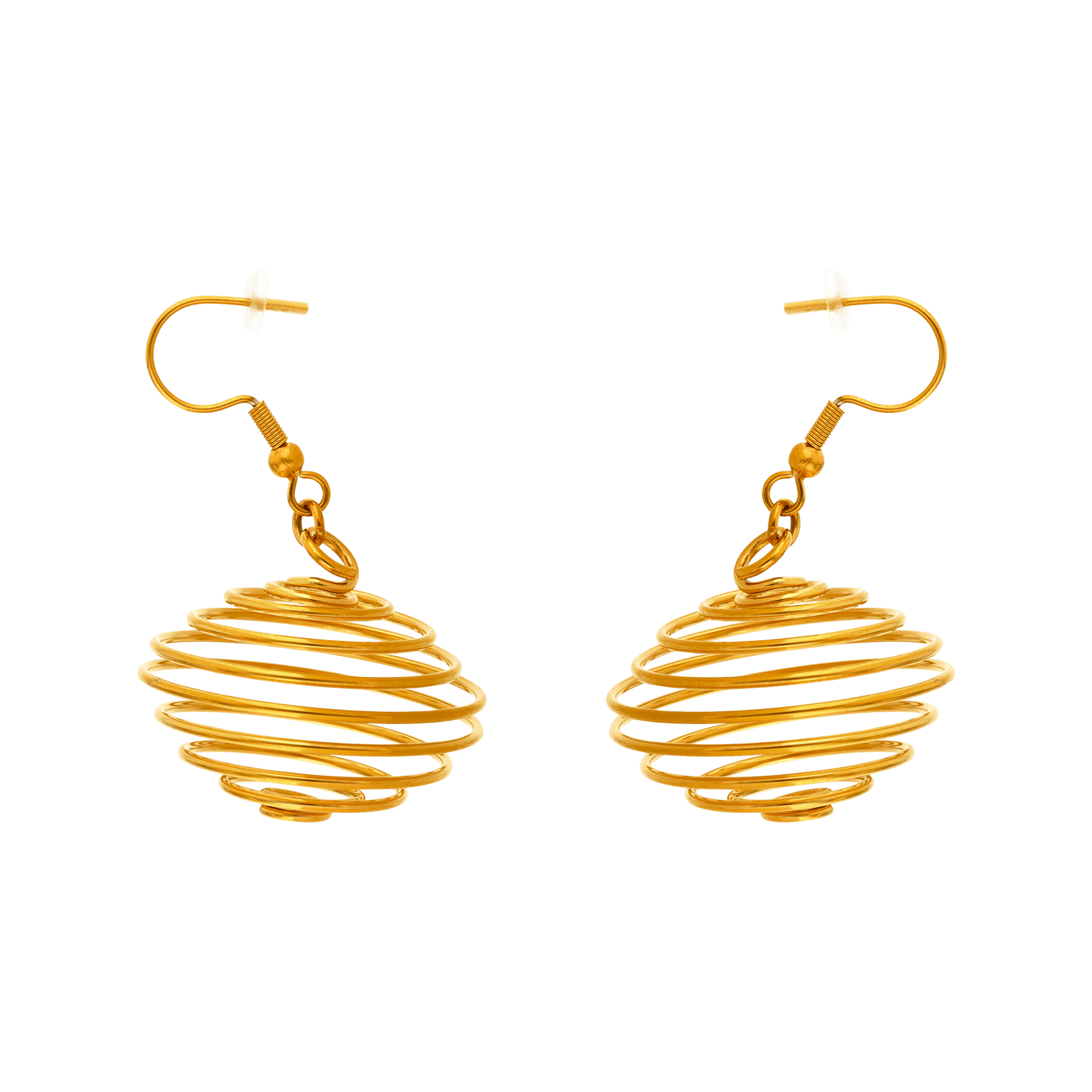 Boucles d'Oreilles Pendentif Callas spirale ronde Acier doré