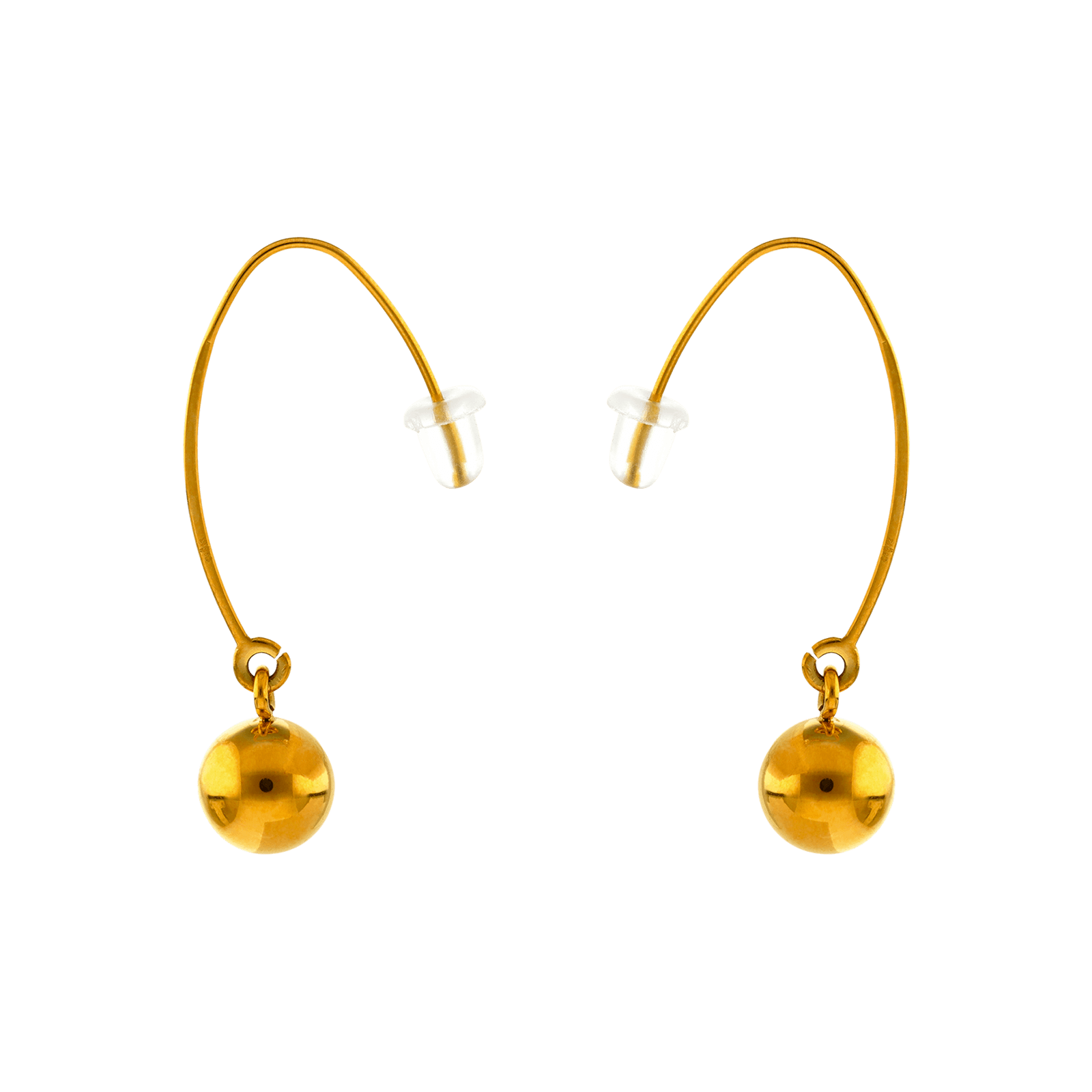 boucles d'oreilles crochet boule callas acier doré