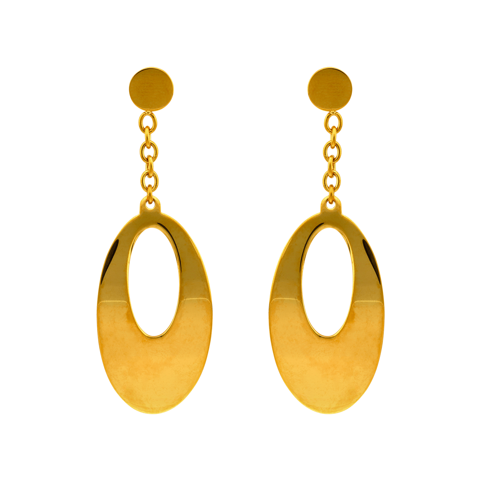 Boucles d'Oreilles Callas Pendentif ovale ajouré Acier doré