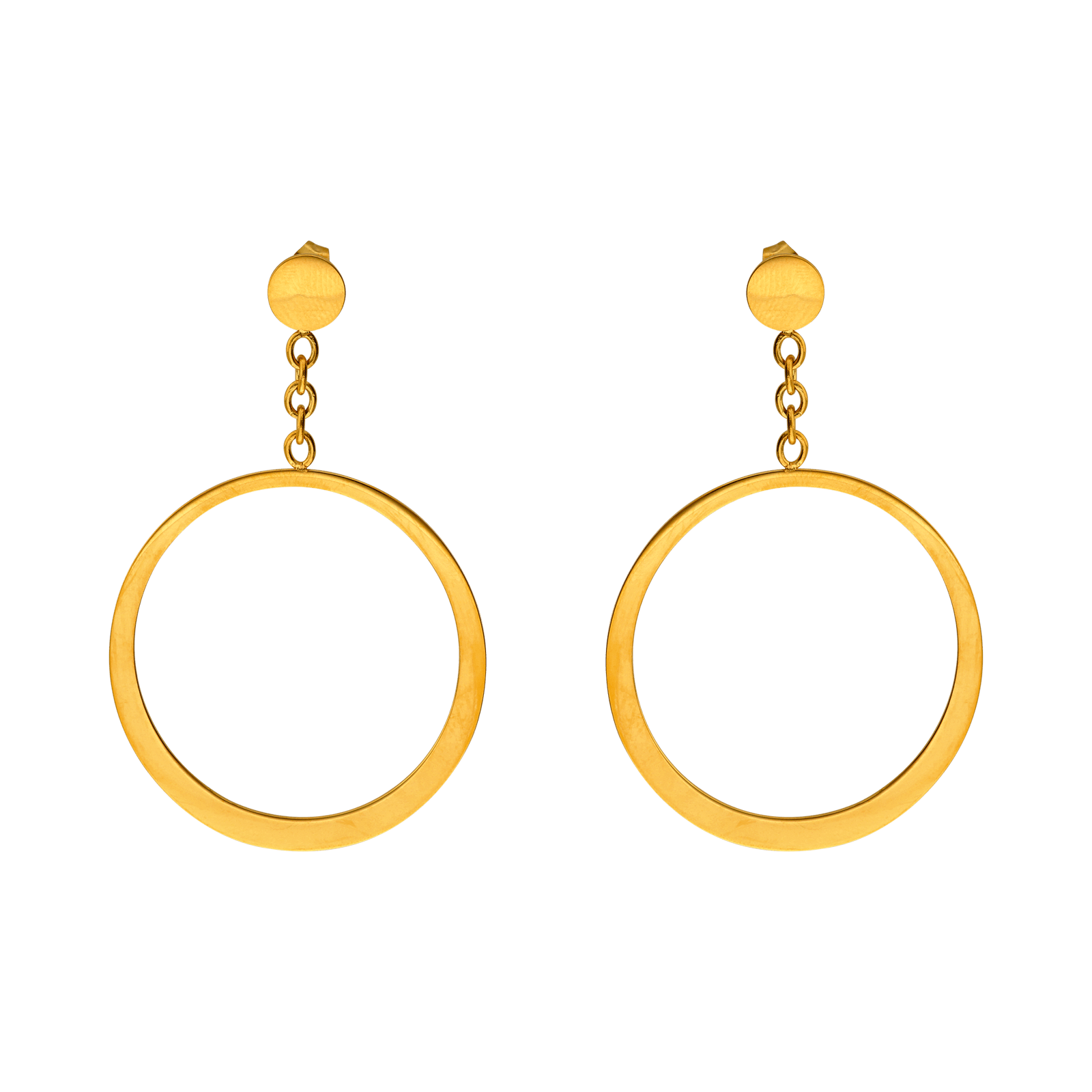 Boucles d'Oreilles Callas Pendentif Fil rond Acier doré