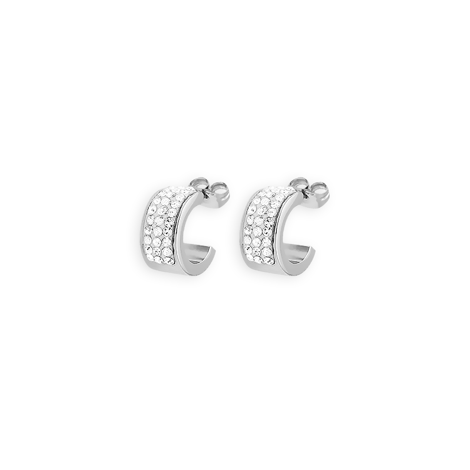 demi créoles acier cristal 13mm