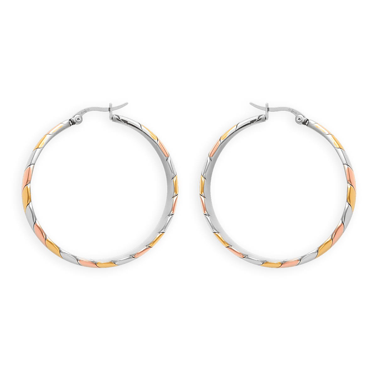 Créoles Acier Tricolores 42mm Tube 7mm