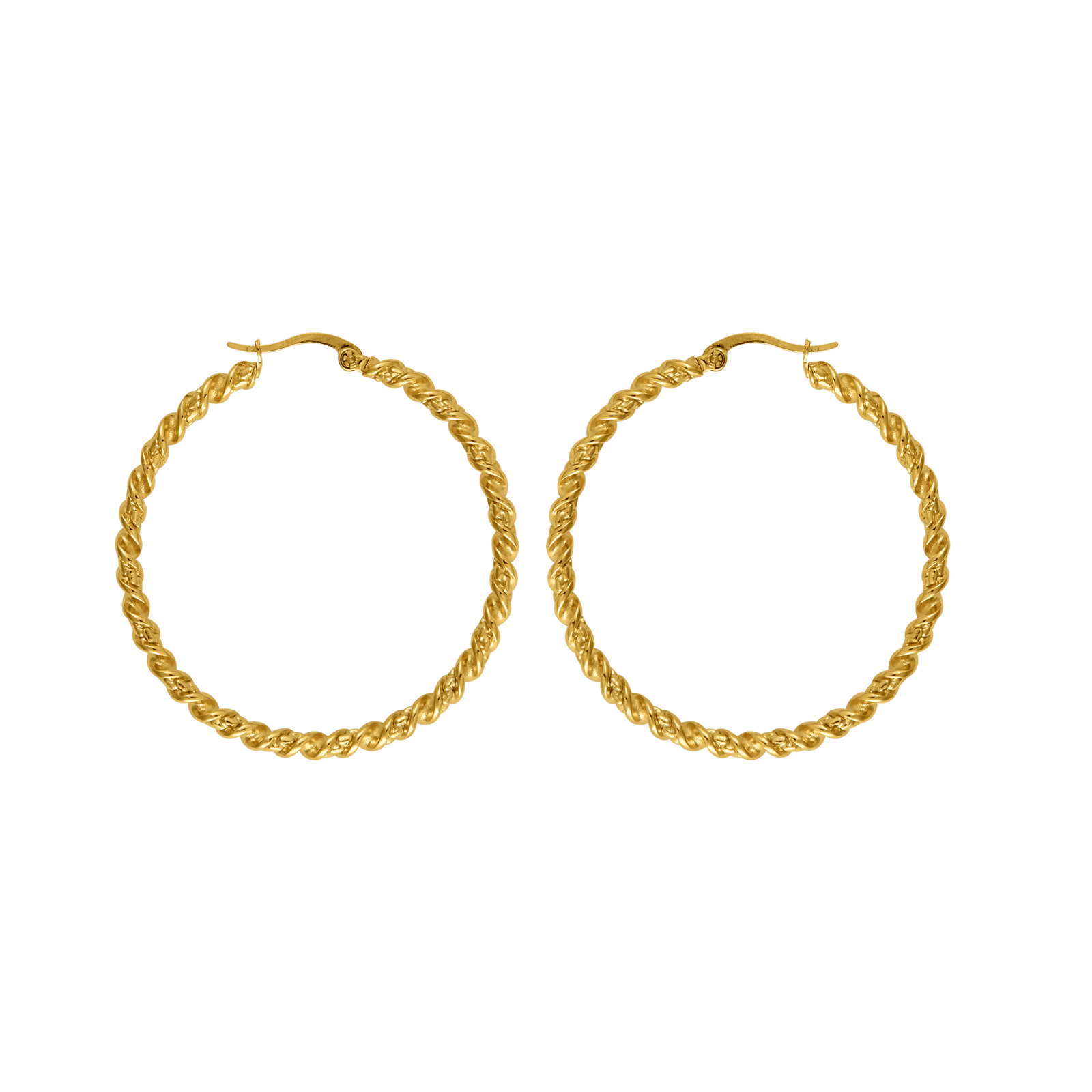 Créoles  47mm Torsadées Tube 3.2mm Acier Jaune