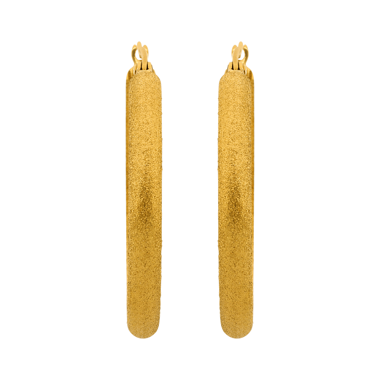 Créoles Sablées 35mm Tube 4mm Acier Jaune