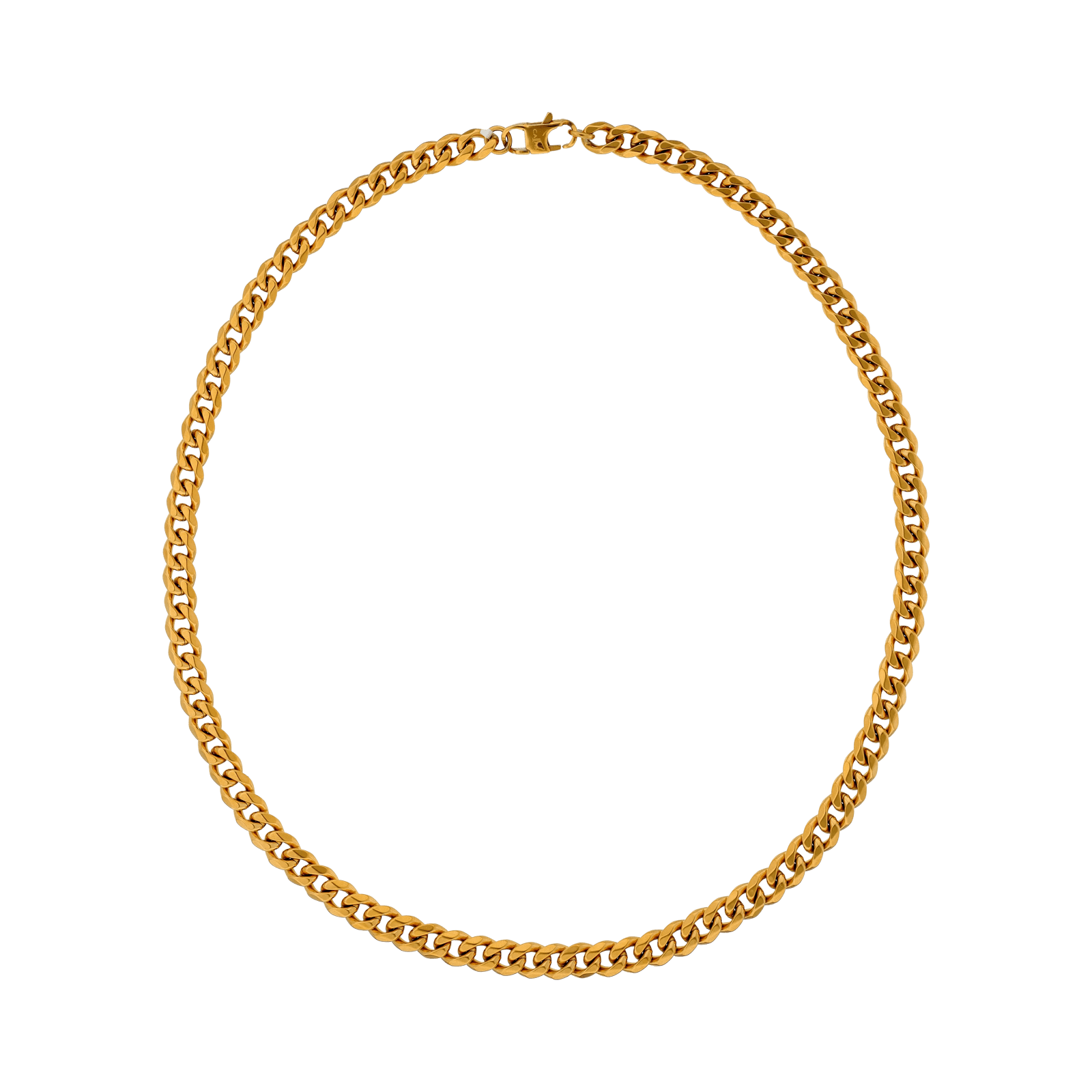 Collier Callas en acier doré maille gourmette diamantée, 55 cm