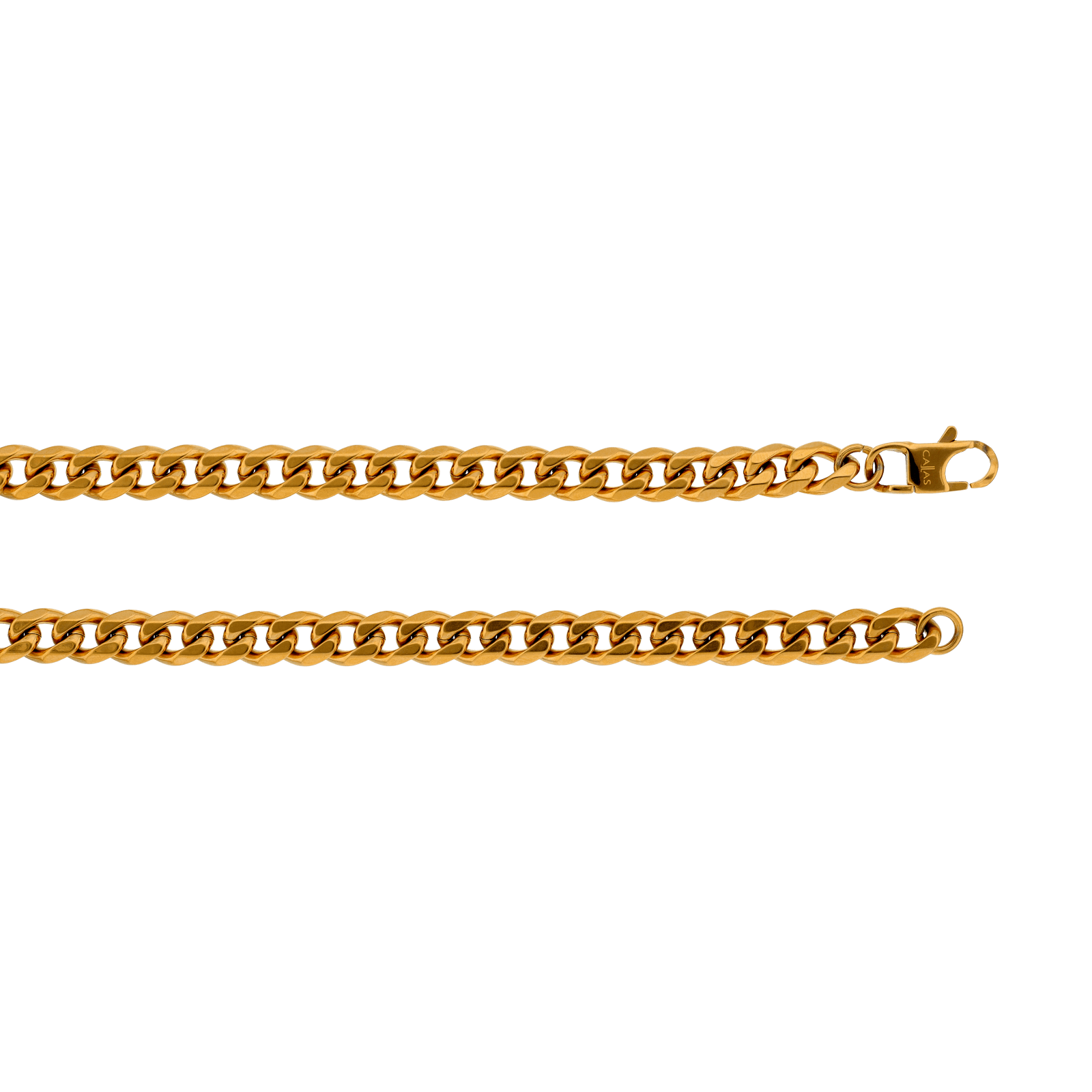 Collier Callas en acier doré maille gourmette diamantée, 55 cm