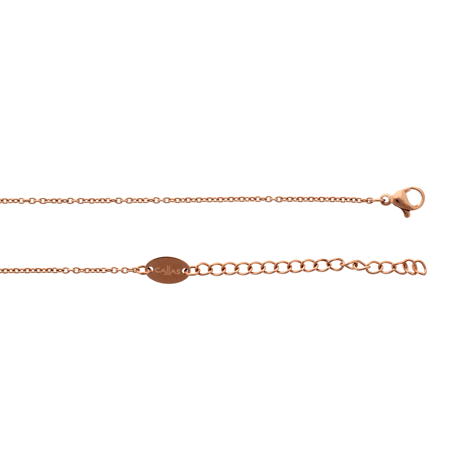 Collier Callas Acier plaqué or rose Trèfle quatre coeurs Cristal Preciosa 45 plus 5 centimètres tag