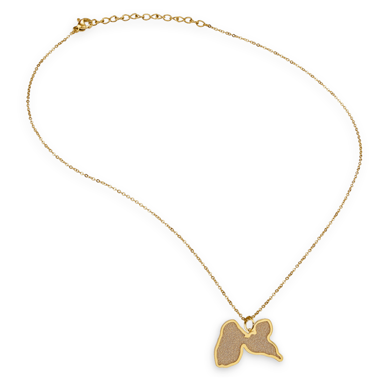 Collier Acier Bicolore Carte Guadeloupe Pailleté Argenté 27.5*20mm 40  à 45cm
