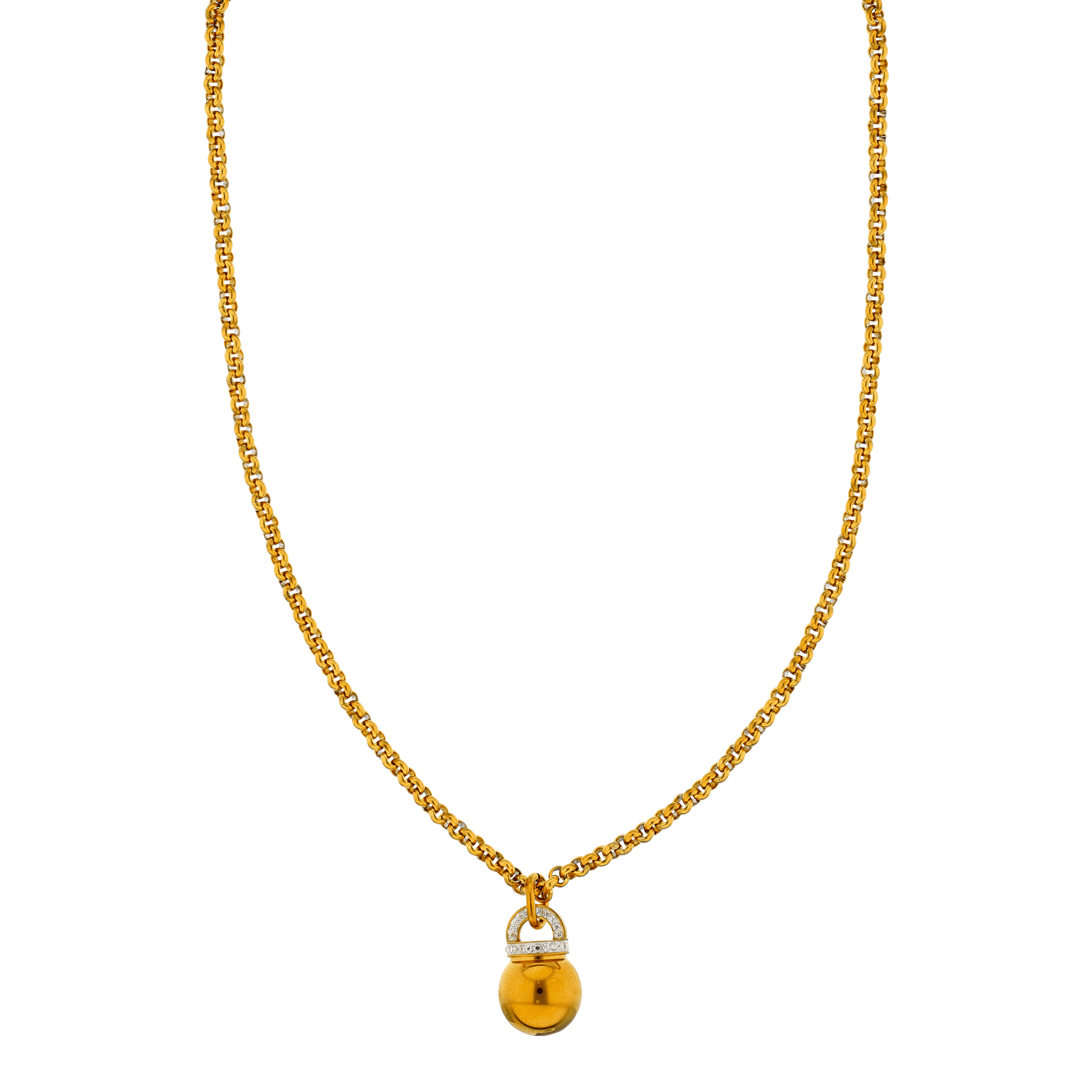 Collier Callas Acier doré Boule et anneau Cristal 40 plus 5 centimètres