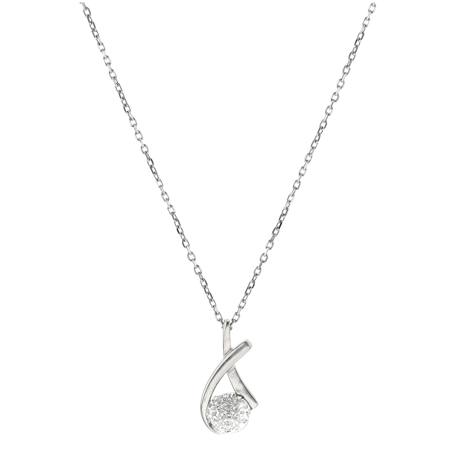 Collier Callas Acier Pendentif motif Cristal 45 plus 5 centimètres