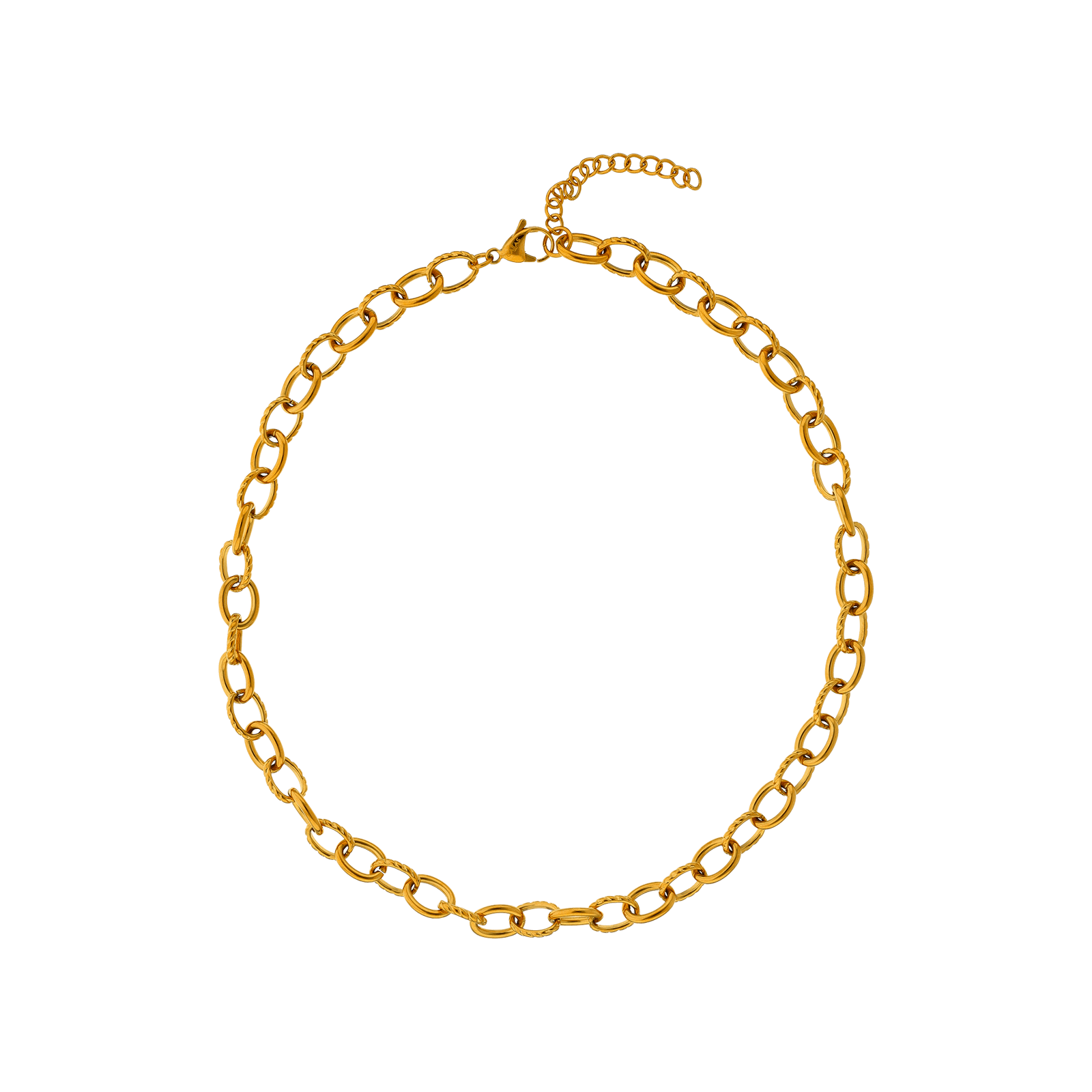 Collier Callas Acier maille Forçat alternée lisse et torsade 45 plus 5 centimètres