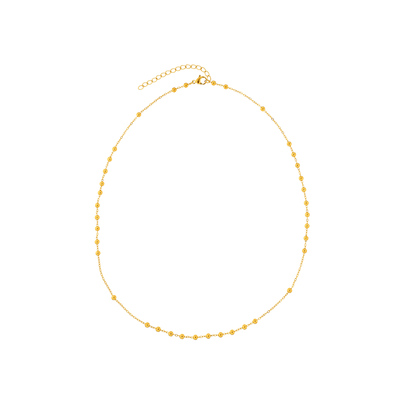 Collier Callas Acier chaîne Forçat et boules 45 plus 5 centimètres