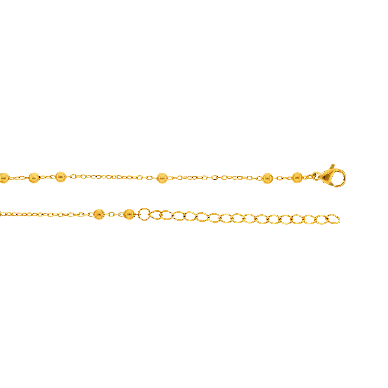 Collier Callas Acier chaîne Forçat et boules 45 plus 5 centimètres
