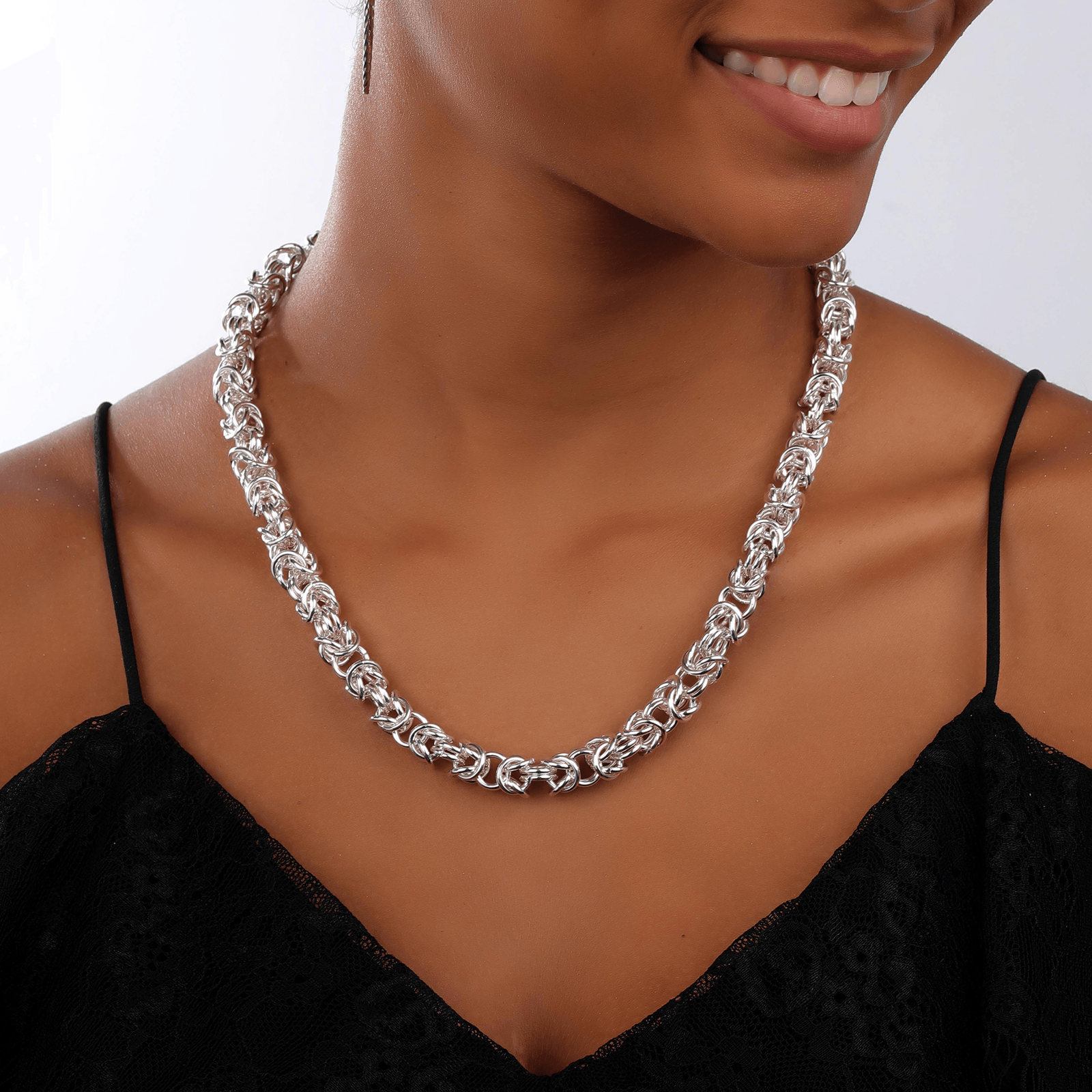 Collier acier fantaisie maille royale