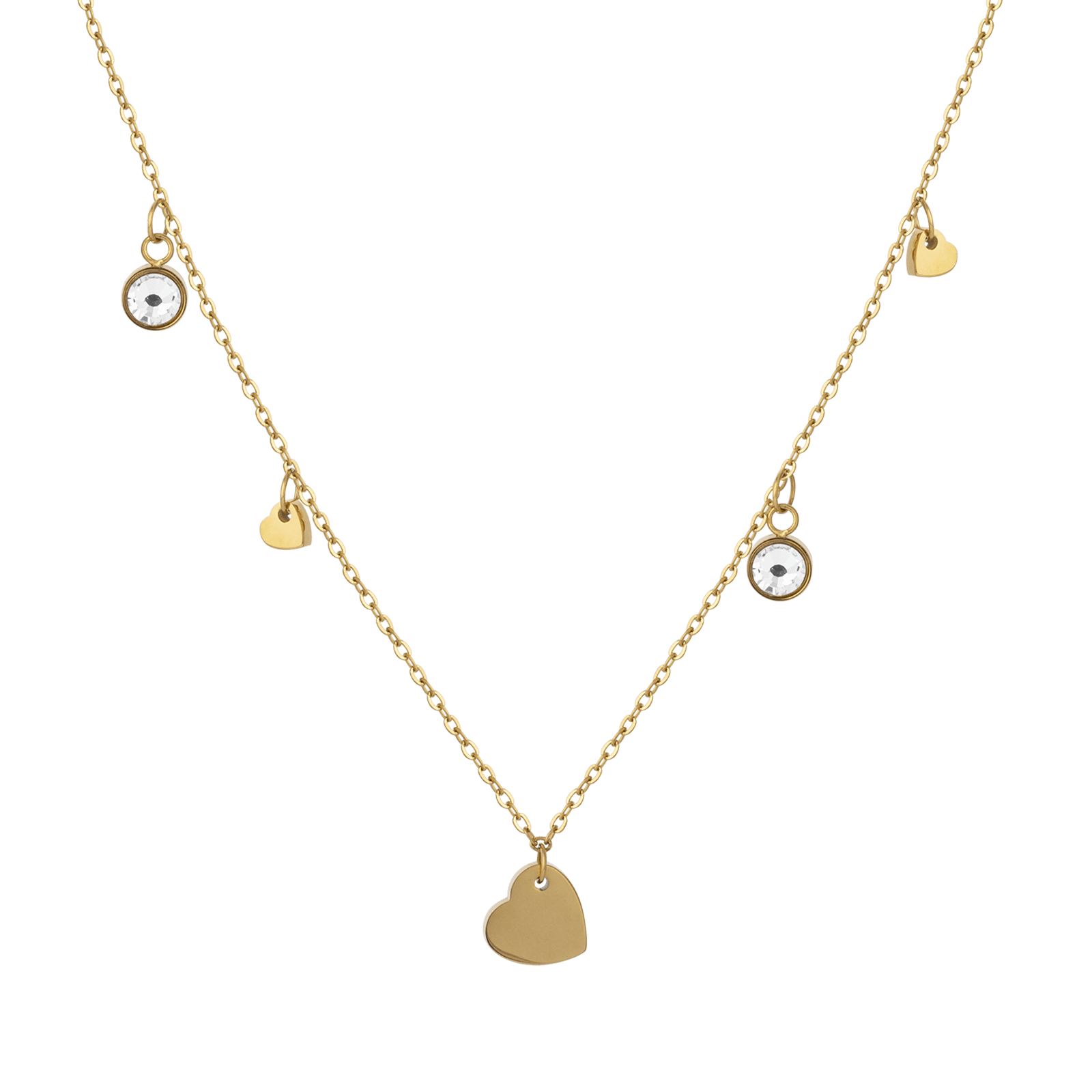 collier acier femme callas breloques cristal swarovski 45+5cm acier doré
