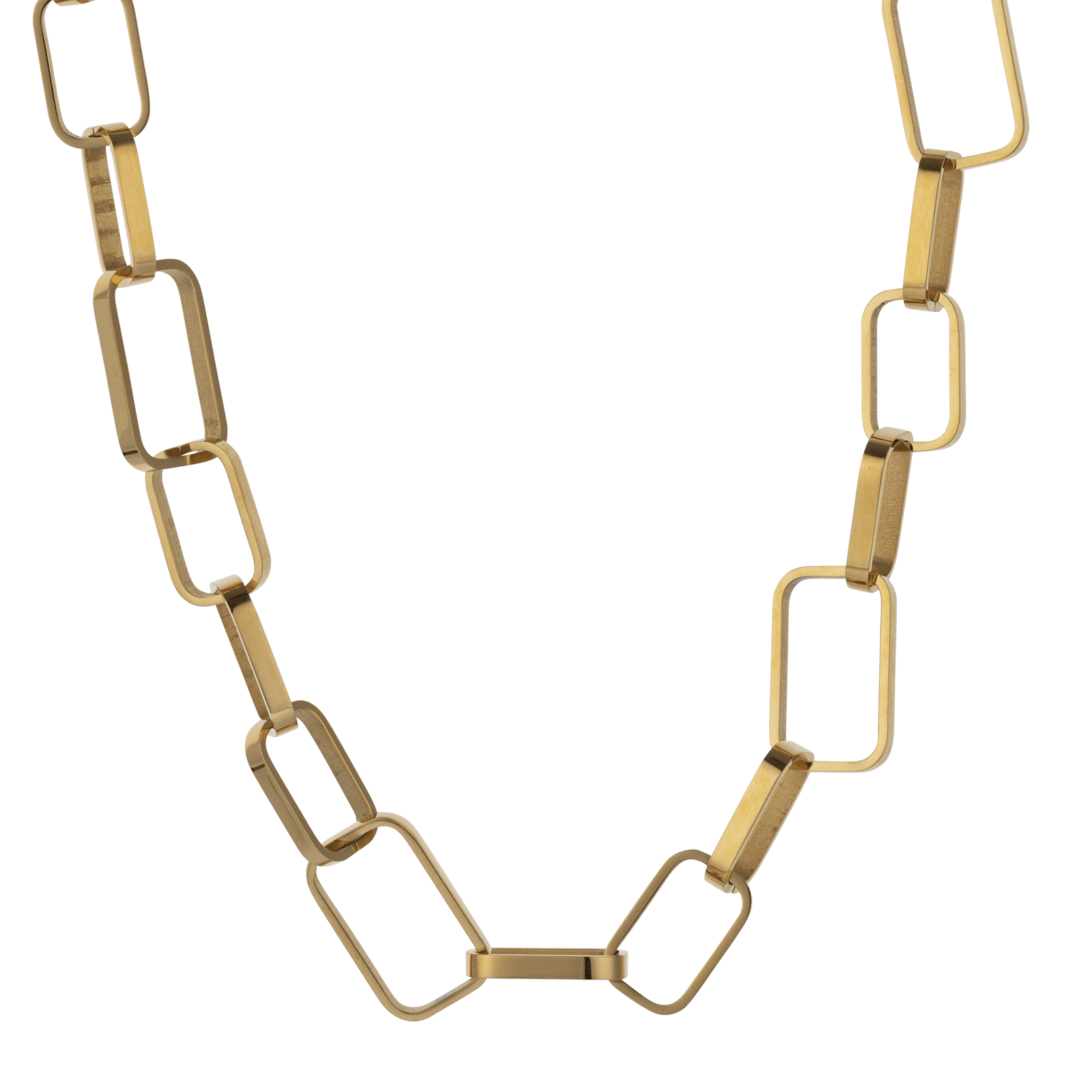 collier acier femme callas acier doré maillon rectangle plat 10-12 mm 45.5+5 mm