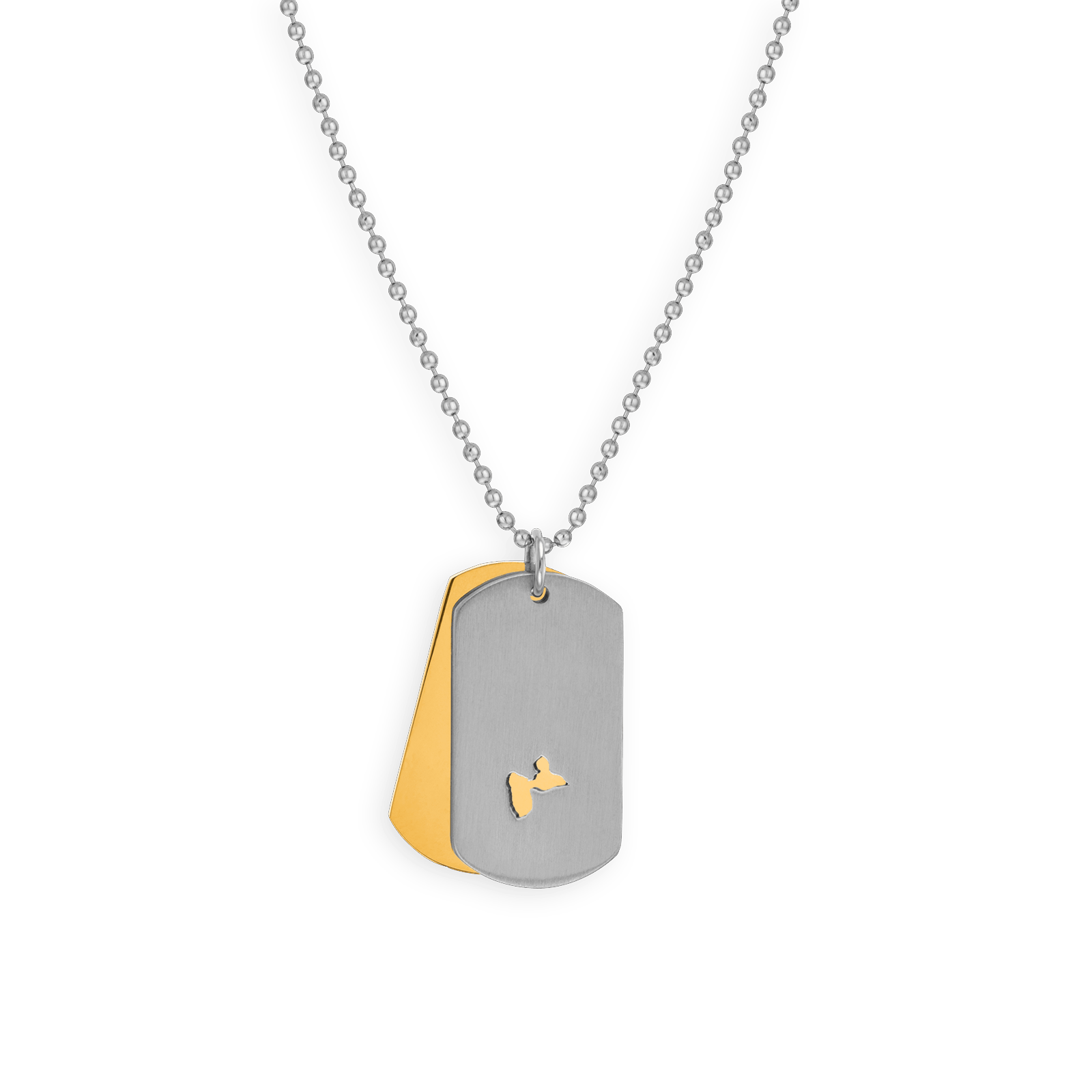 Collier acier bicolore carte de la Guadeloupe
