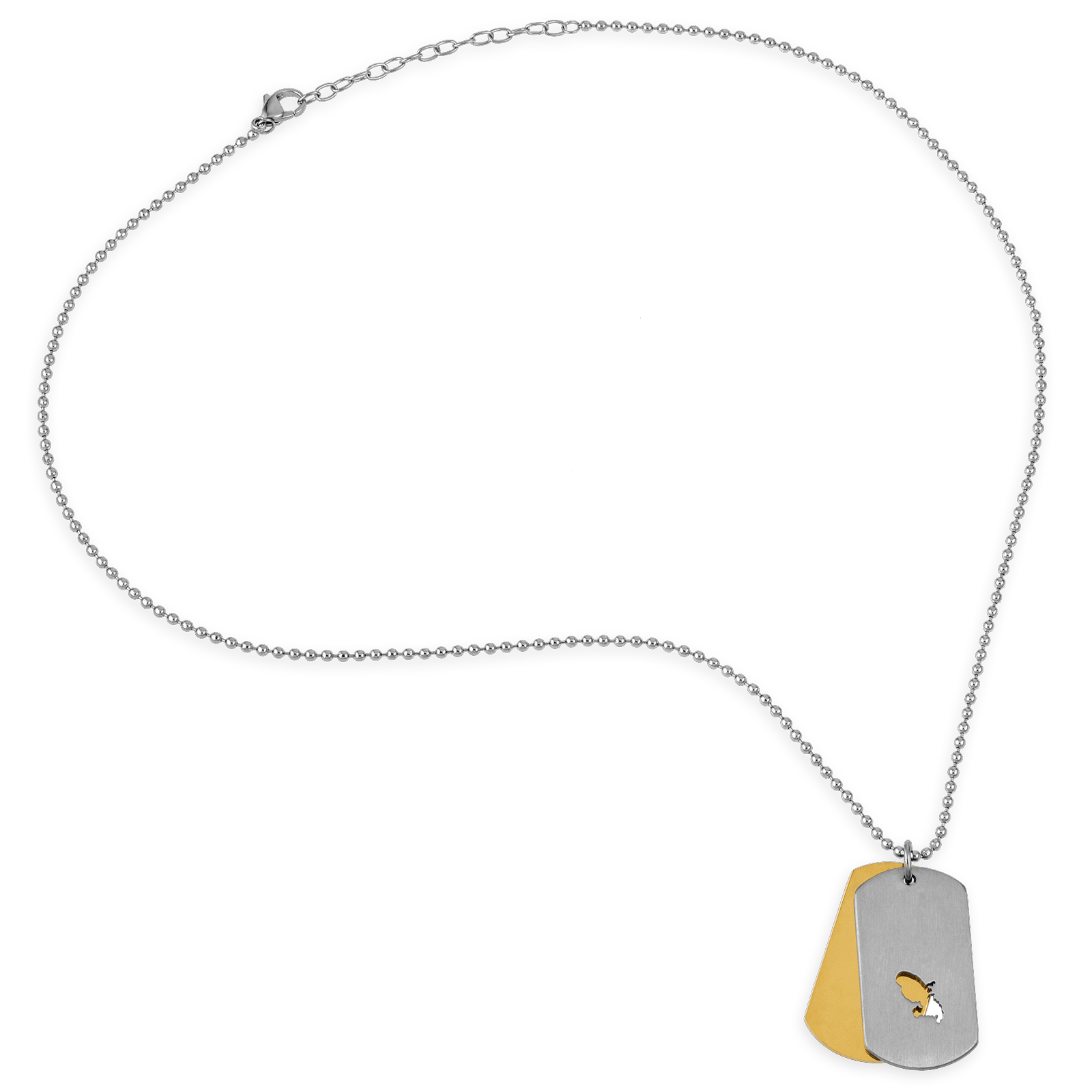 Collier acier bicolore carte de la Guadeloupe