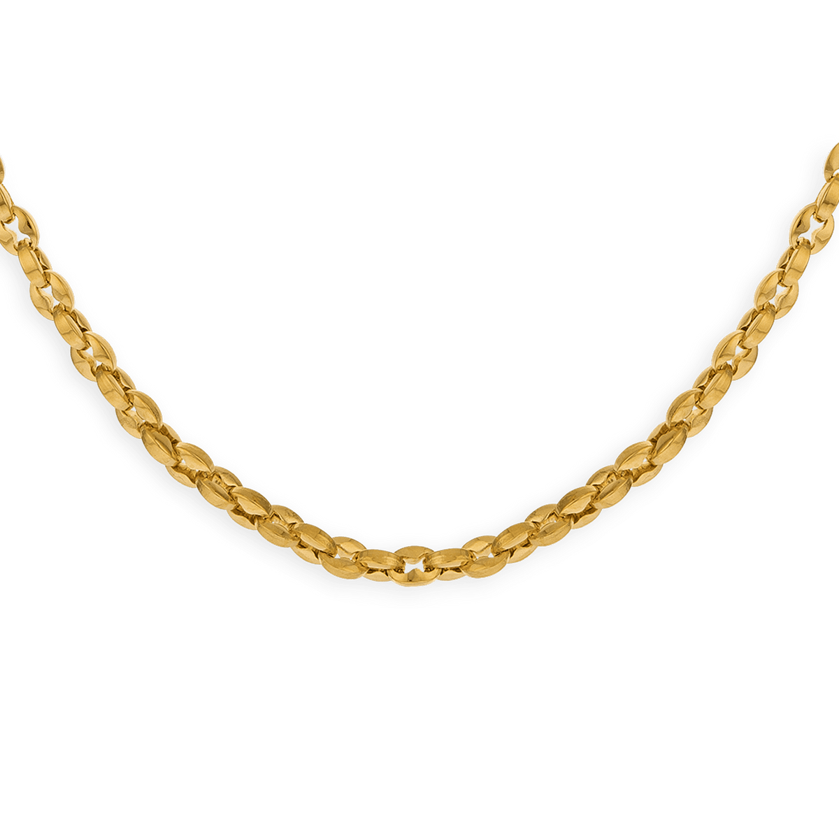 Collier Acier Jaune Maille Grain de Café 4mm 60cm