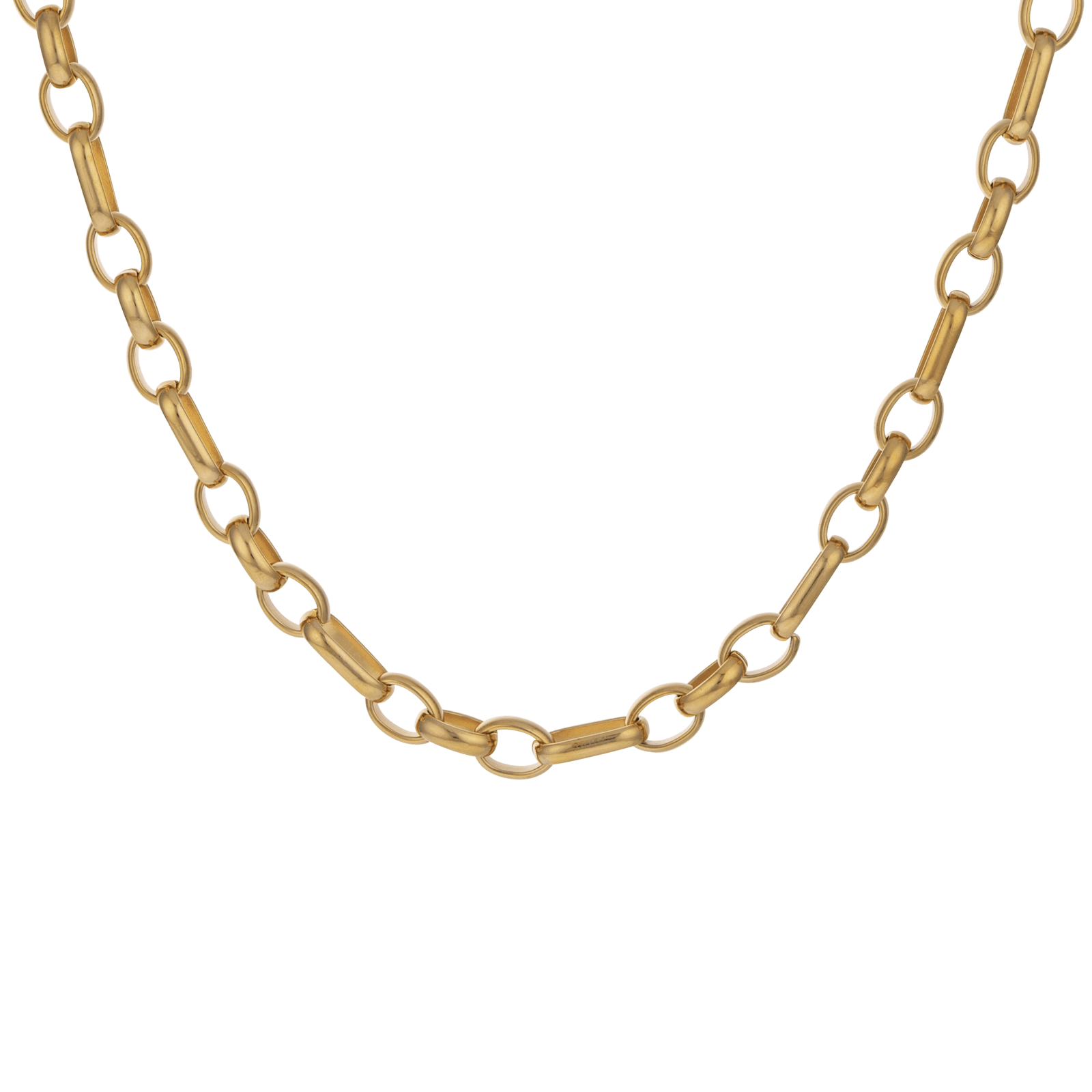 collier callas acier jaseron allonge doré 65 mm