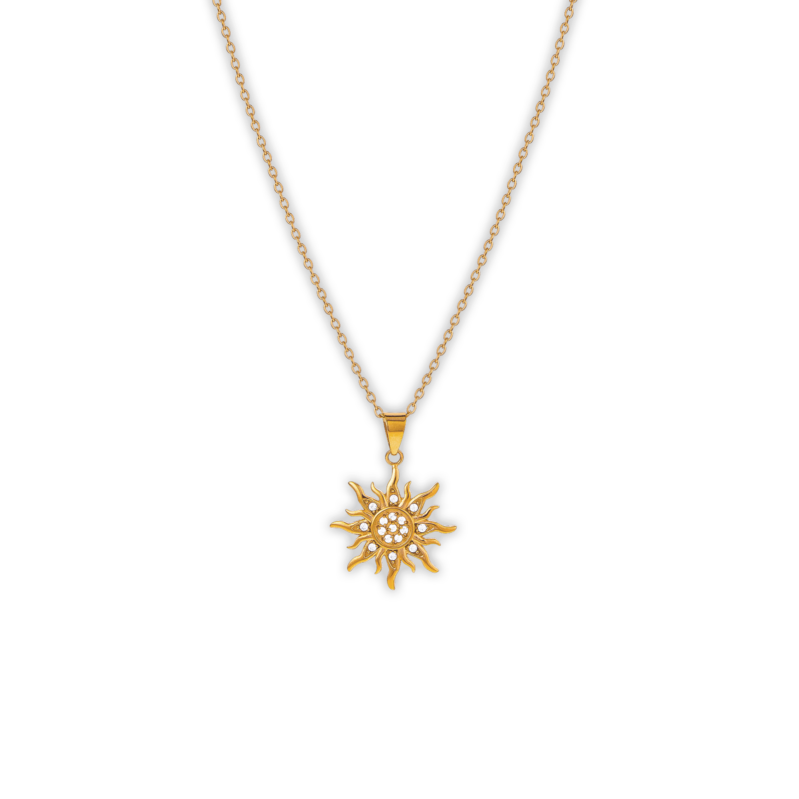 Collier Acier Jaune Soleil Zirconium Avec Bélière