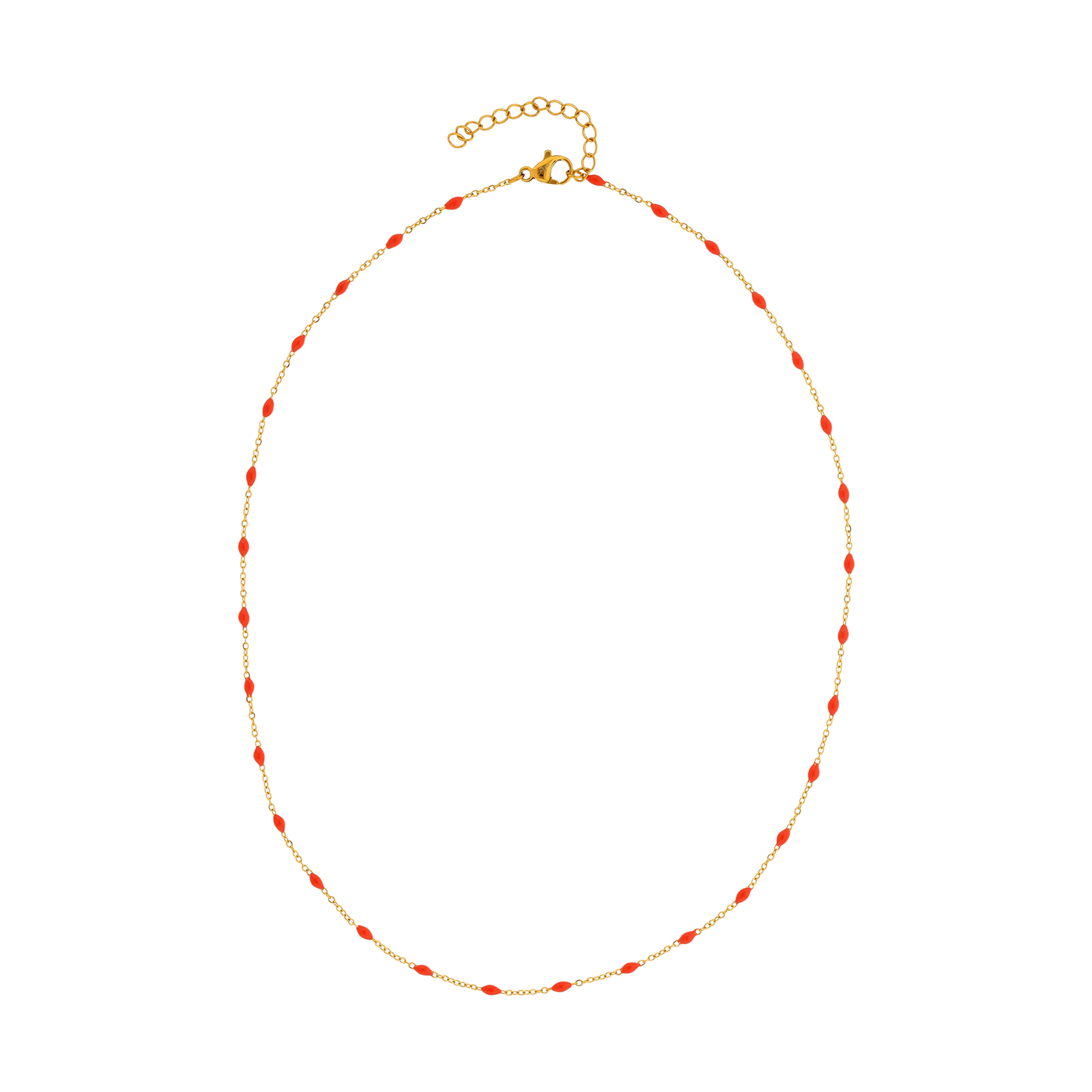 collier callas acier doré boules époxy corail 42 plus 4 mm