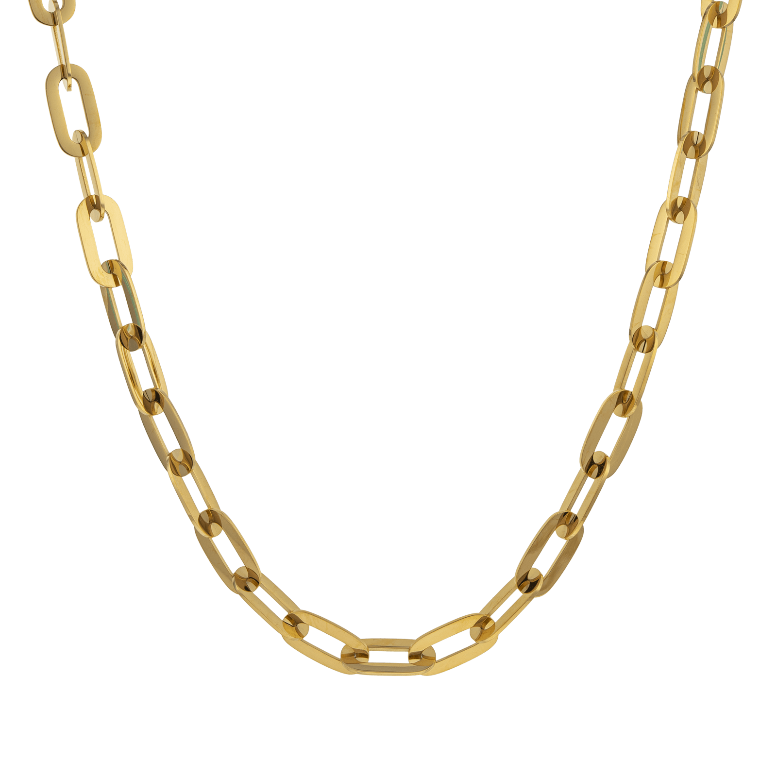 collier acier femme callas acier maille rectangle largeur 7.3 mm 45+5 mm acier doré