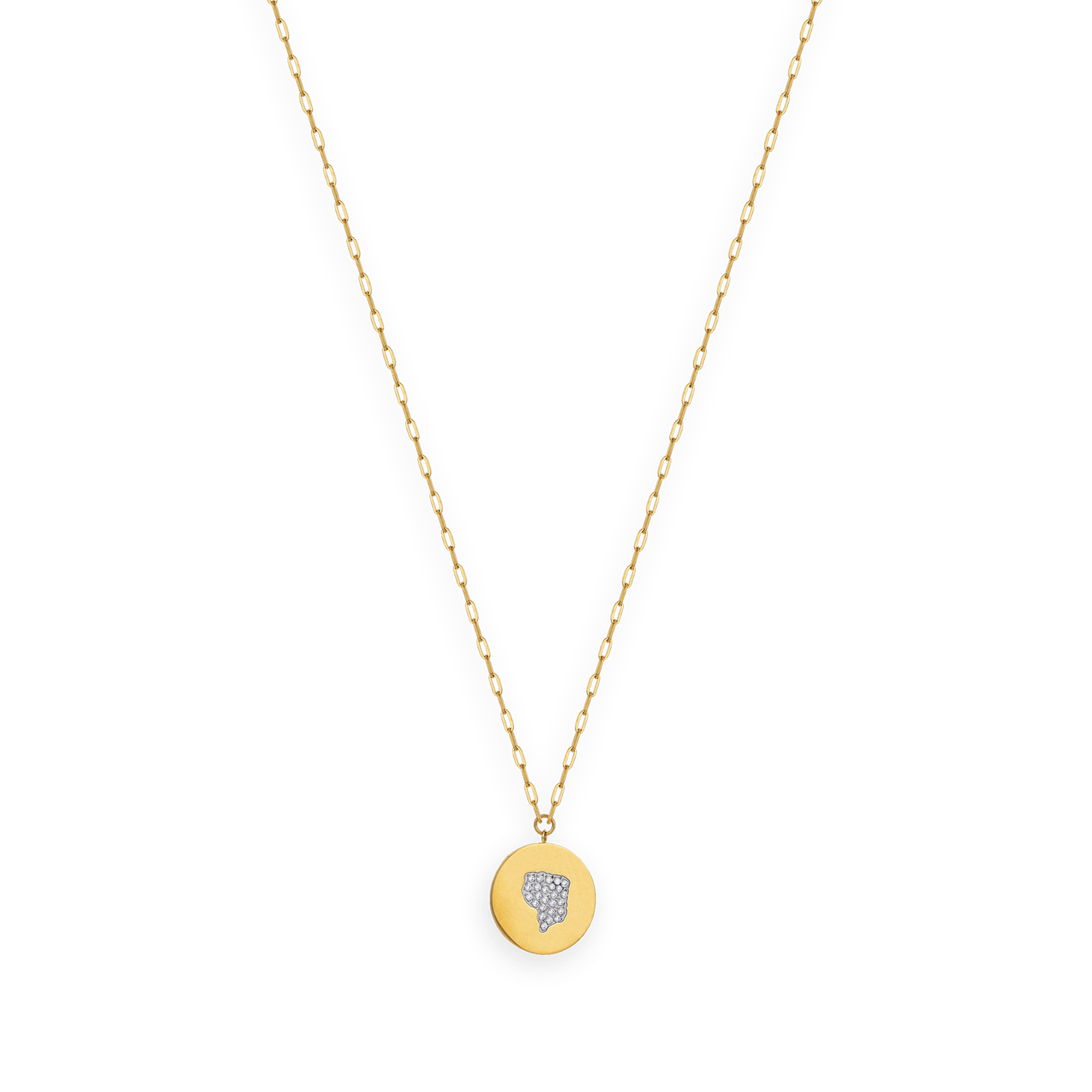 Collier Acier Jaune Médaille Carte Guyane Cristal