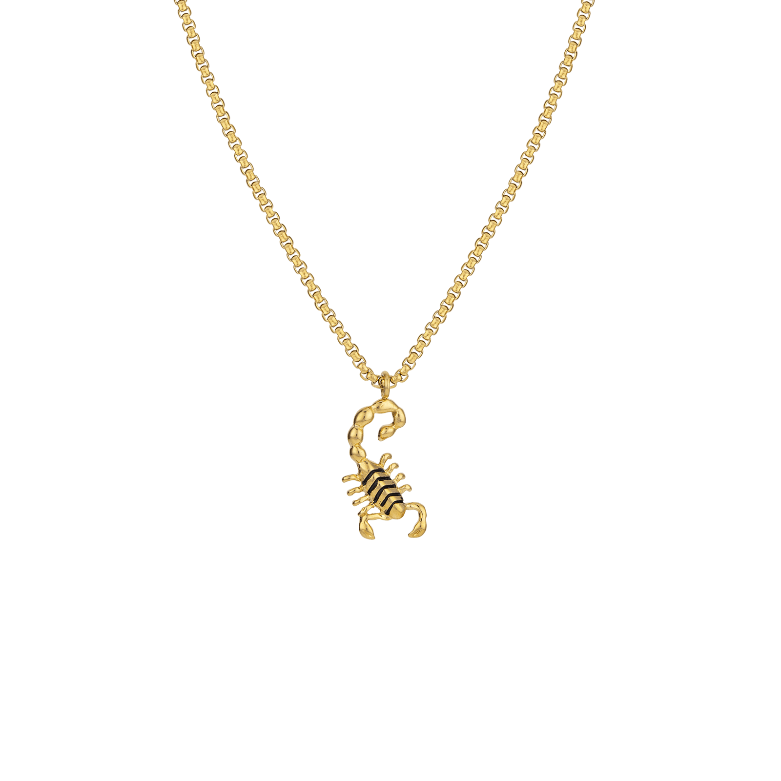 collier callas acier chaîne coréenne pendentif scorpion 55+5cm doré