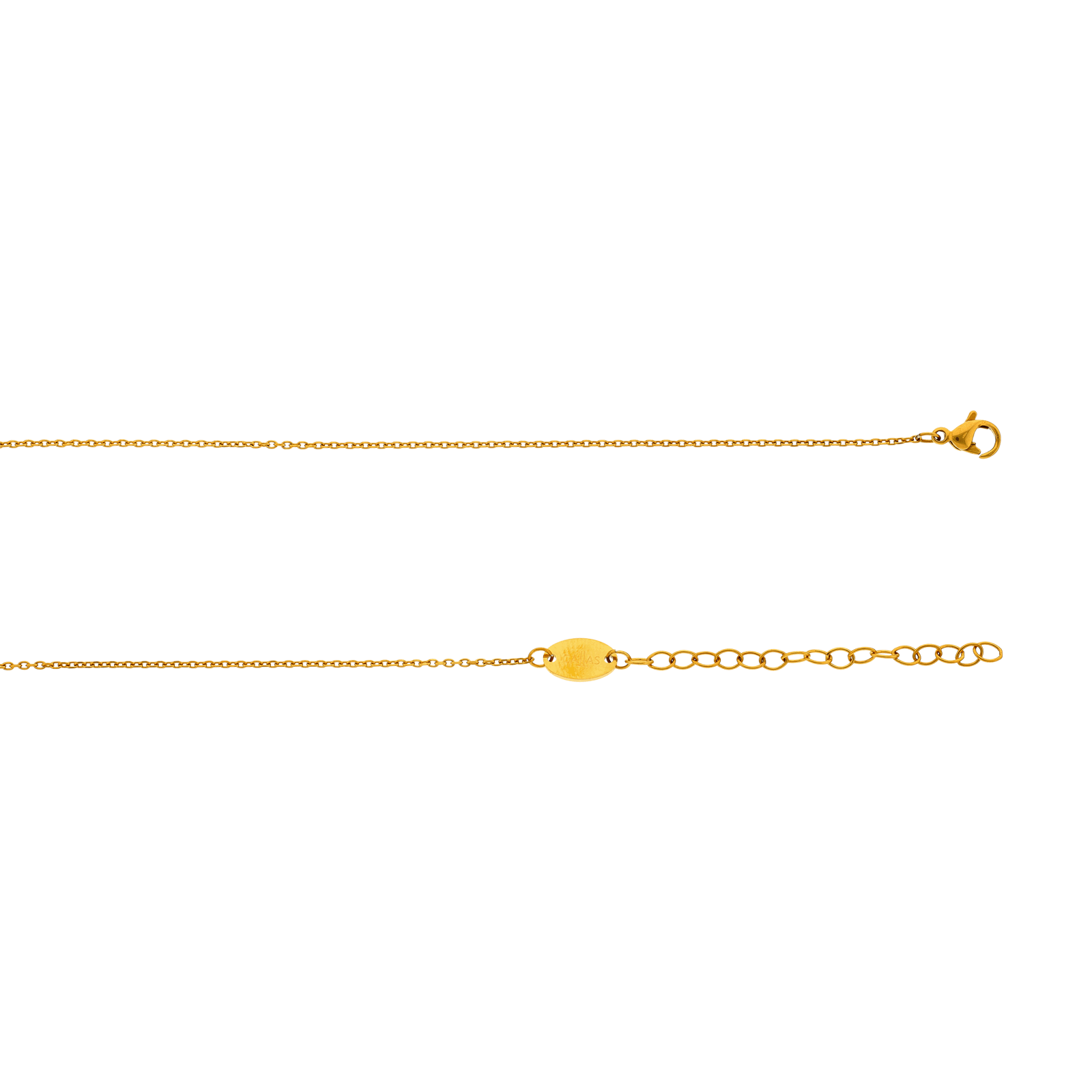 Collier Callas en acier doré avec pendentif feuille, 40 cm avec rallonge de 5 cm