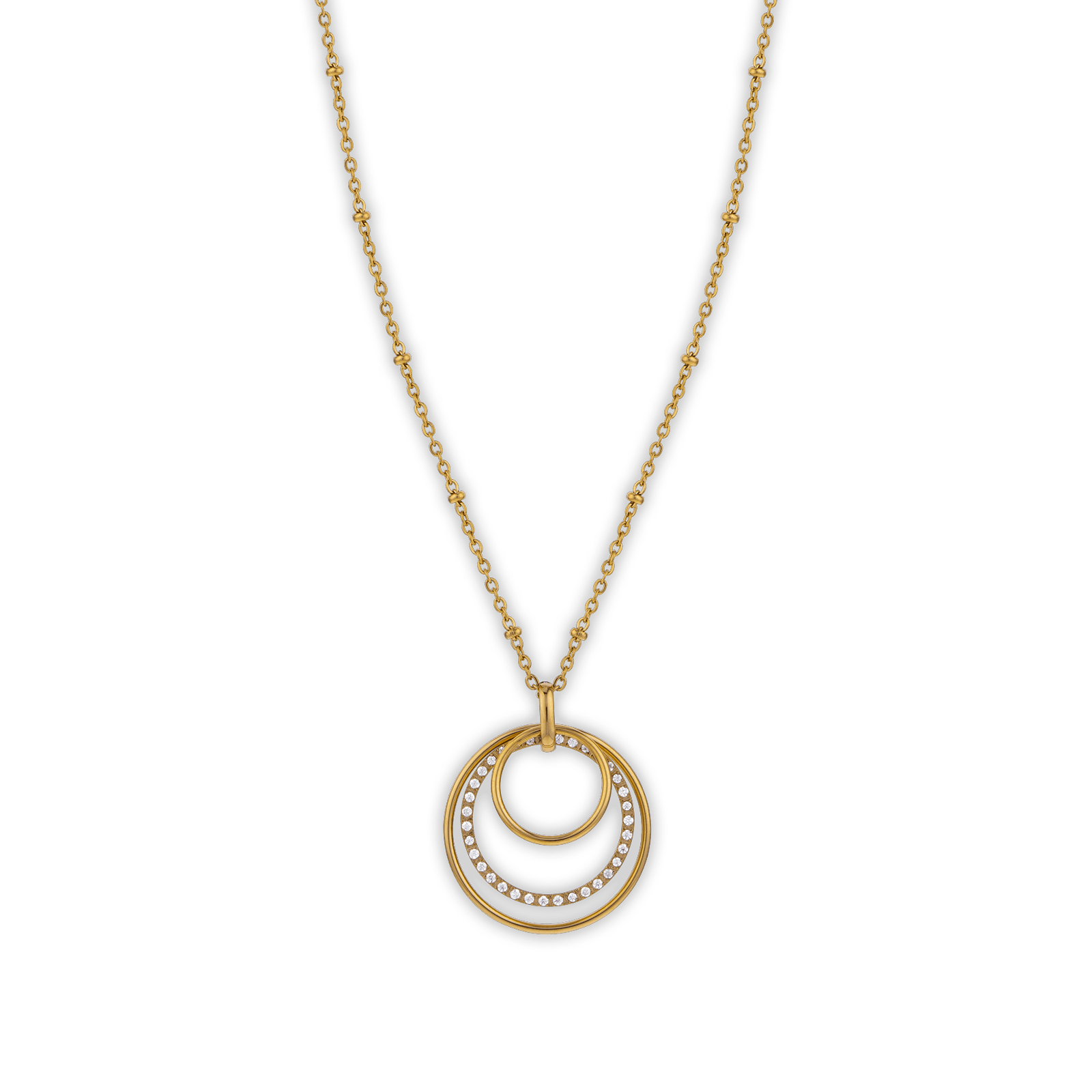 Collier Acier Jaune Pendentif Zirconium