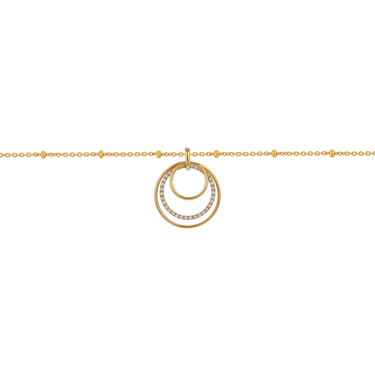 Collier Acier Jaune Anneaux 14.5  à 25mm Zirconium 40  à 45cm