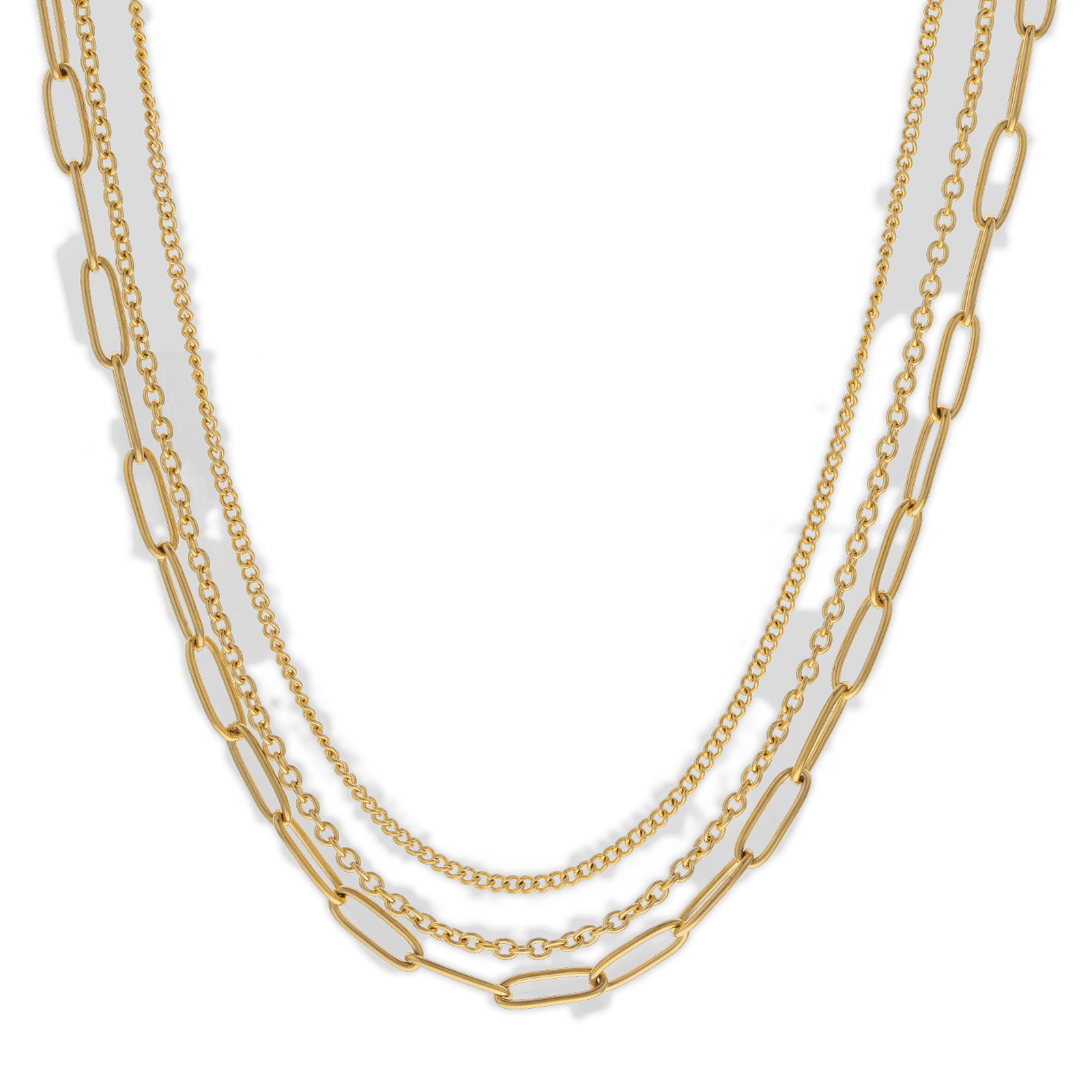 Collier Acier Jaune Triple Rangs