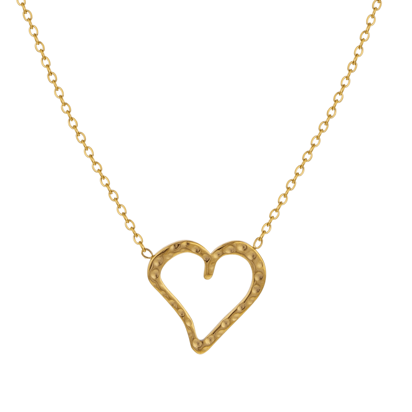 Collier Callas Acier Centre coeur ajouré et Diamanté 40 plus 5 centimètres