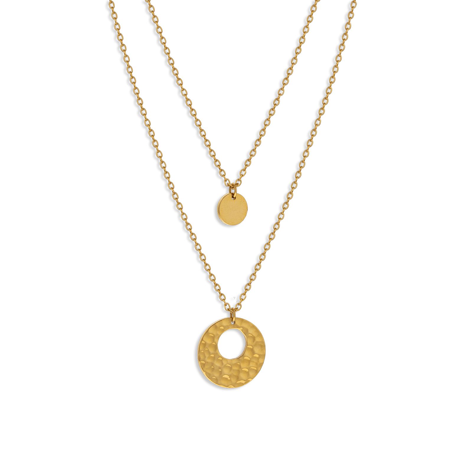 Collier Acier Jaune Double Rangs
