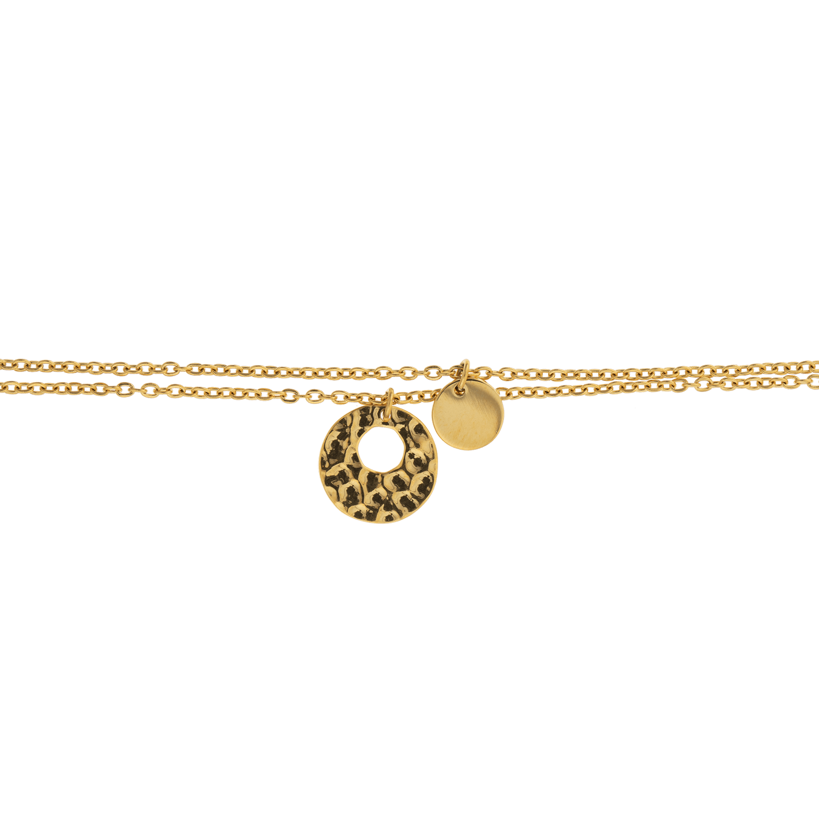 Collier Acier Jaune Double Rangs