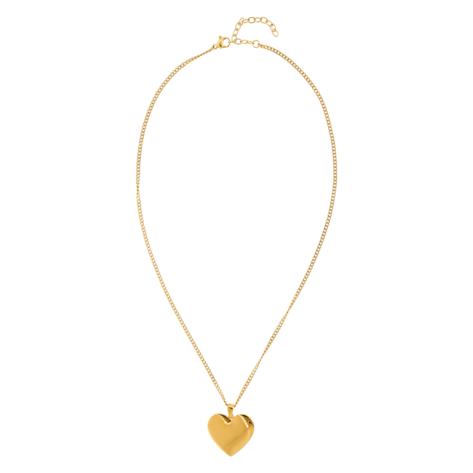 Collier Cœur 25*29mm 45A50cm Acier Jaune
