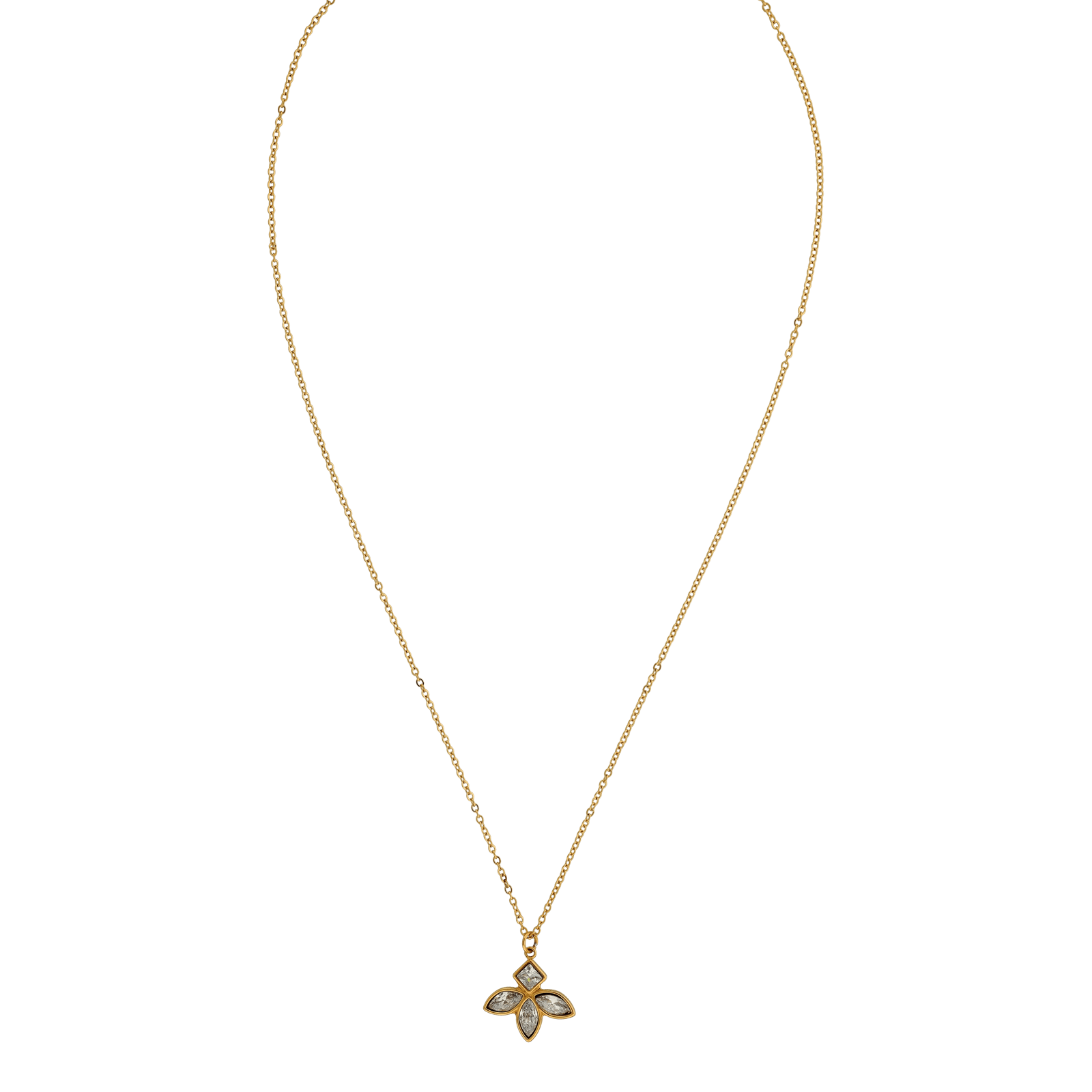 Collier Callas en acier doré avec pendentif fleur fantaisie