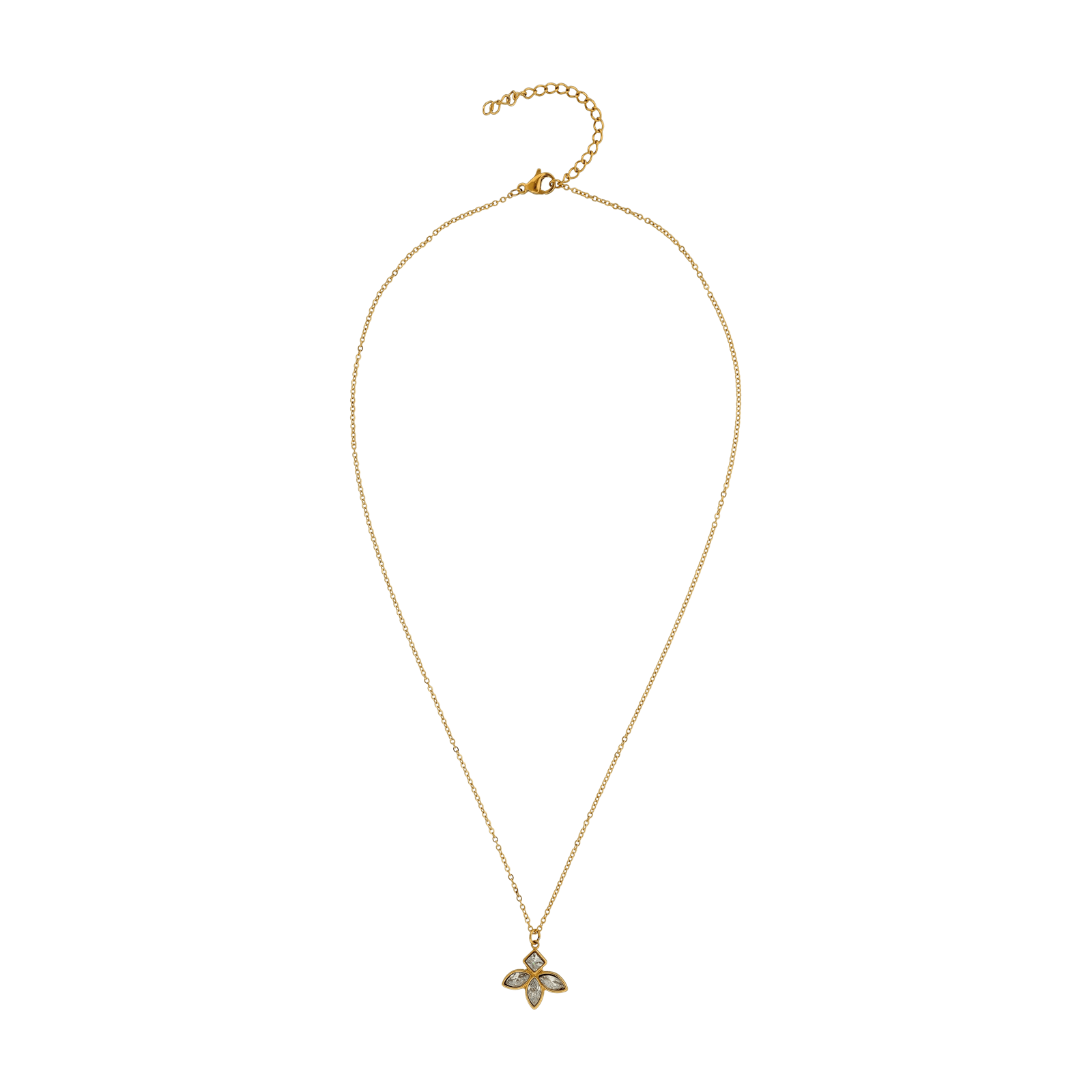Collier Callas en acier doré avec pendentif fleur fantaisie