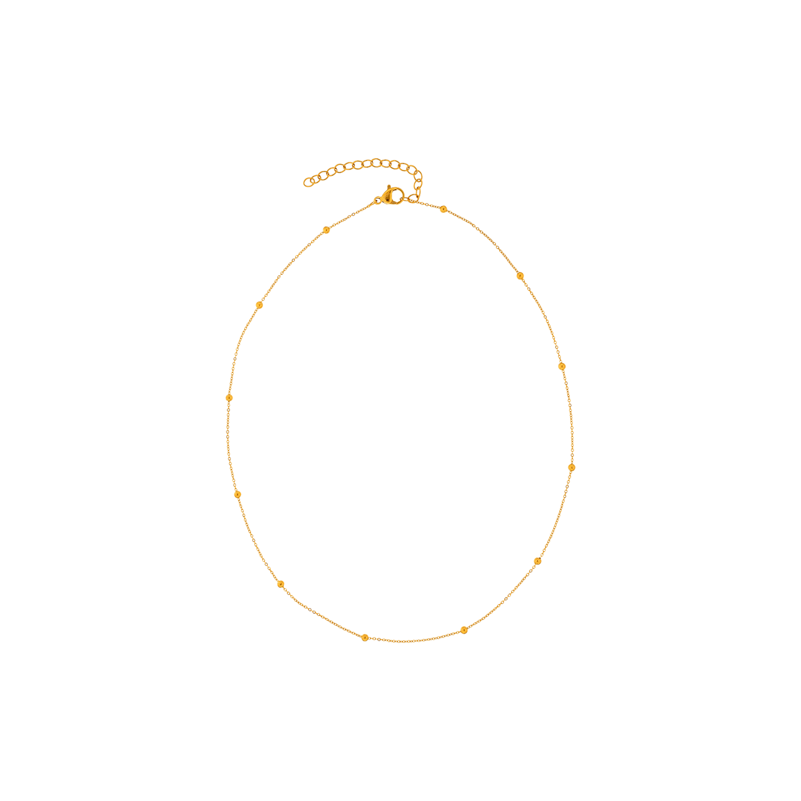 collier callas acier doré chaîne 1 millimètre plus boules 40 plus 5 mm