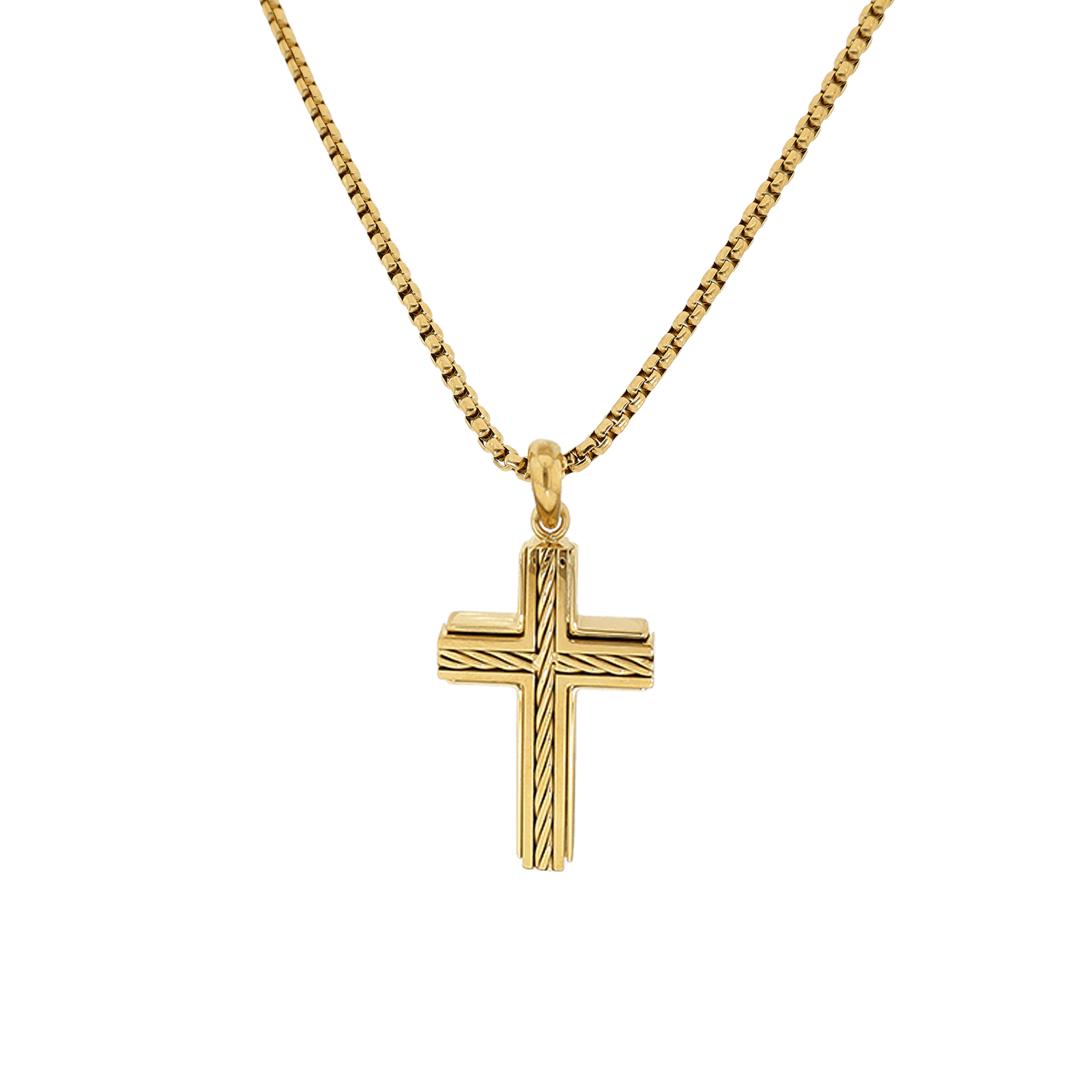 Collier Callas Acier doré Pendentif Croix Centre câble 50 plus 5 centimètres